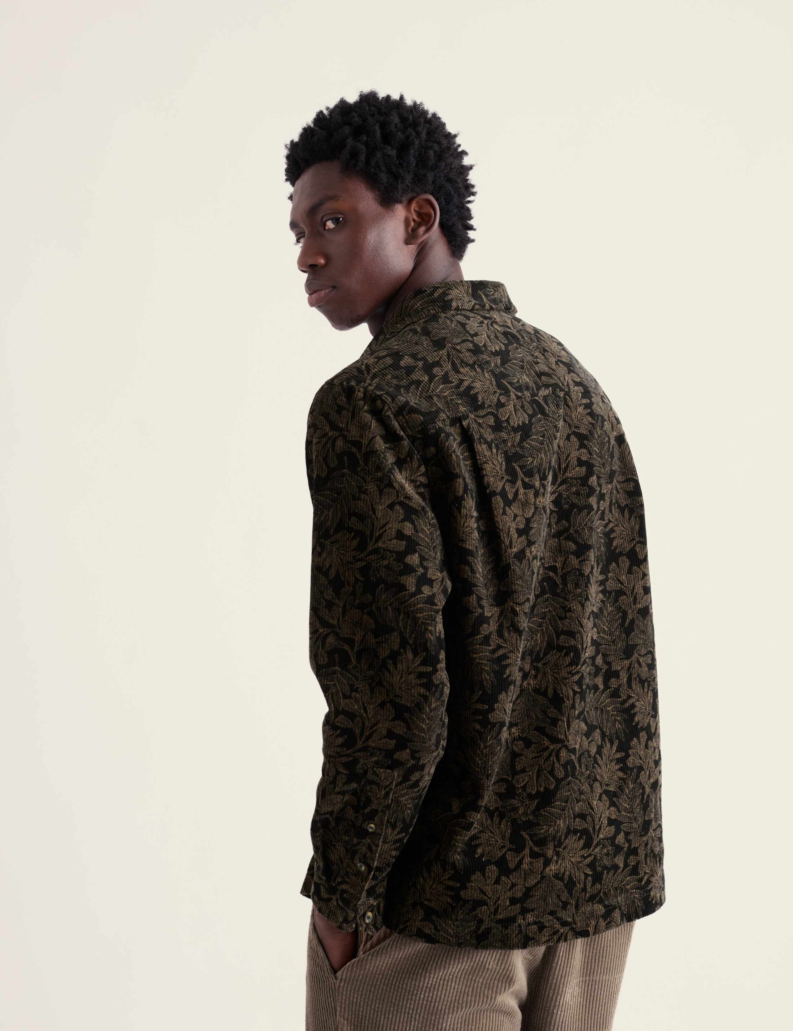 Relaxed Fit Corduroy Leaf Print Shirt 4 of 5