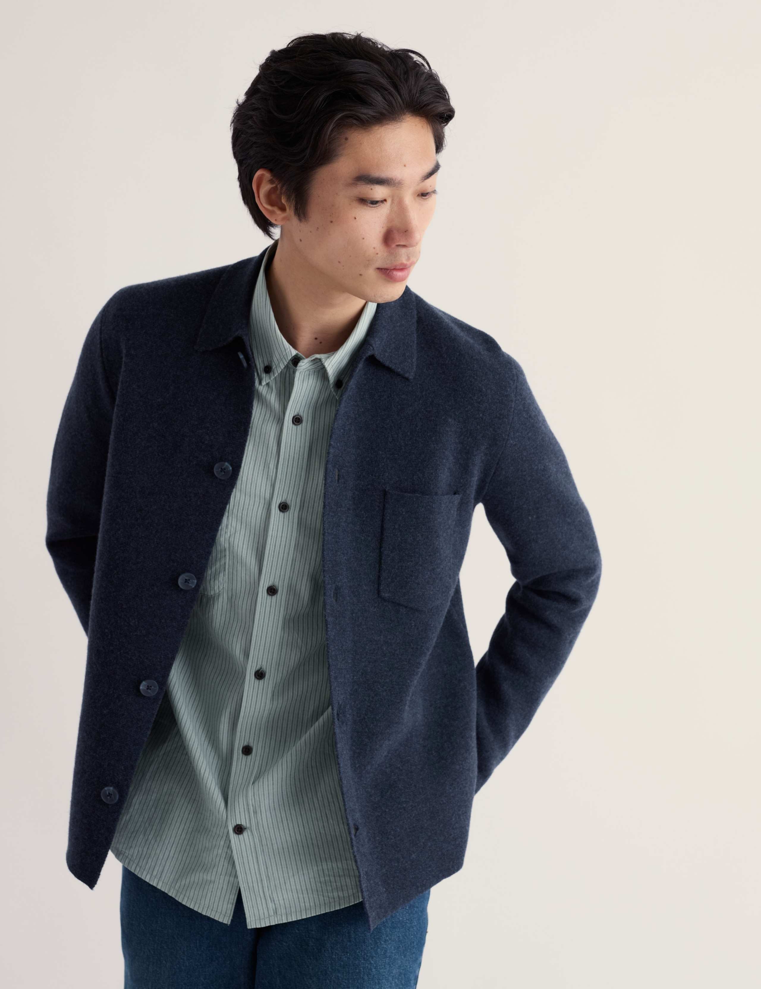 Regular Fit Wool Rich Knitted Overshirt 4 of 5