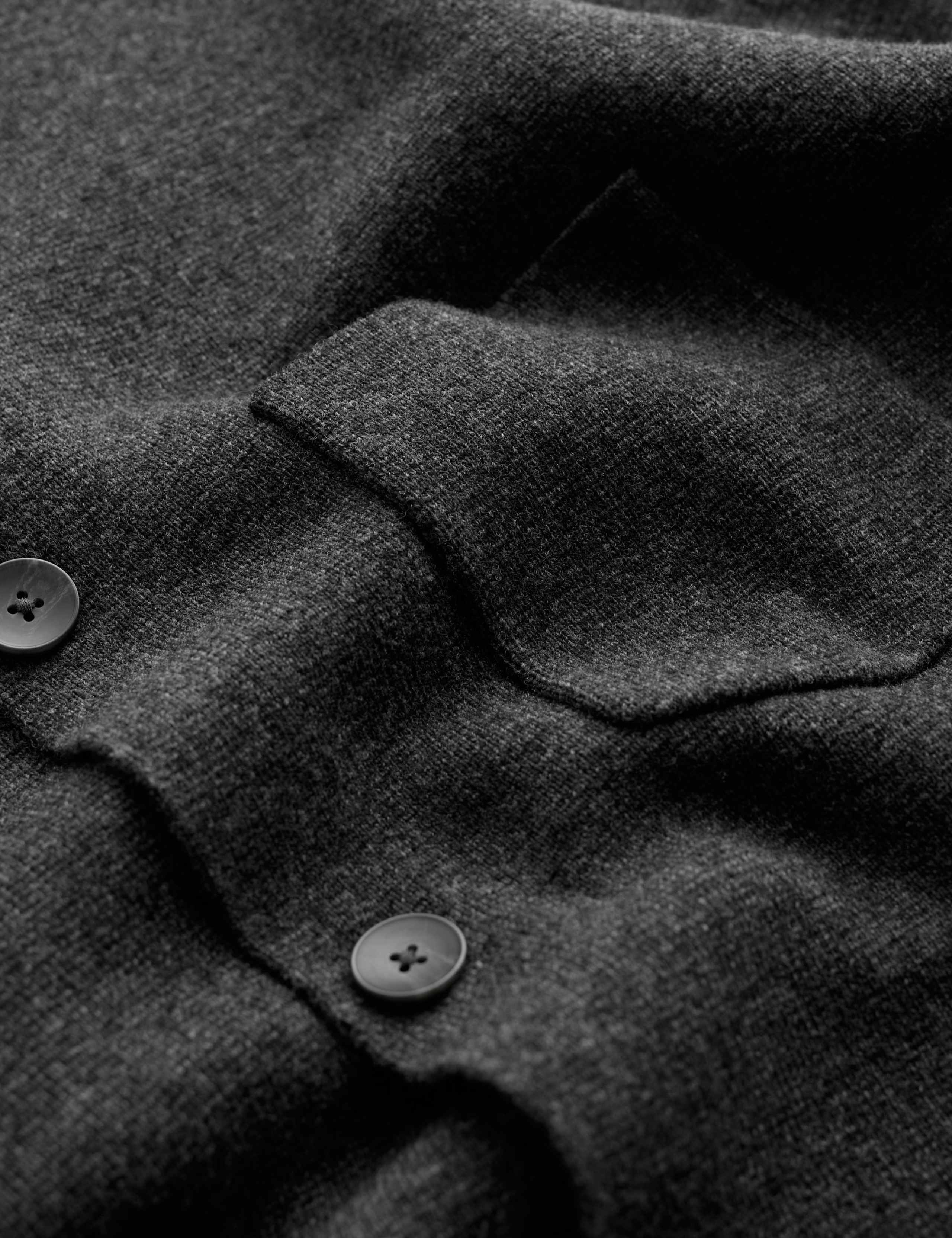Regular Fit Wool Rich Knitted Overshirt 5 of 5