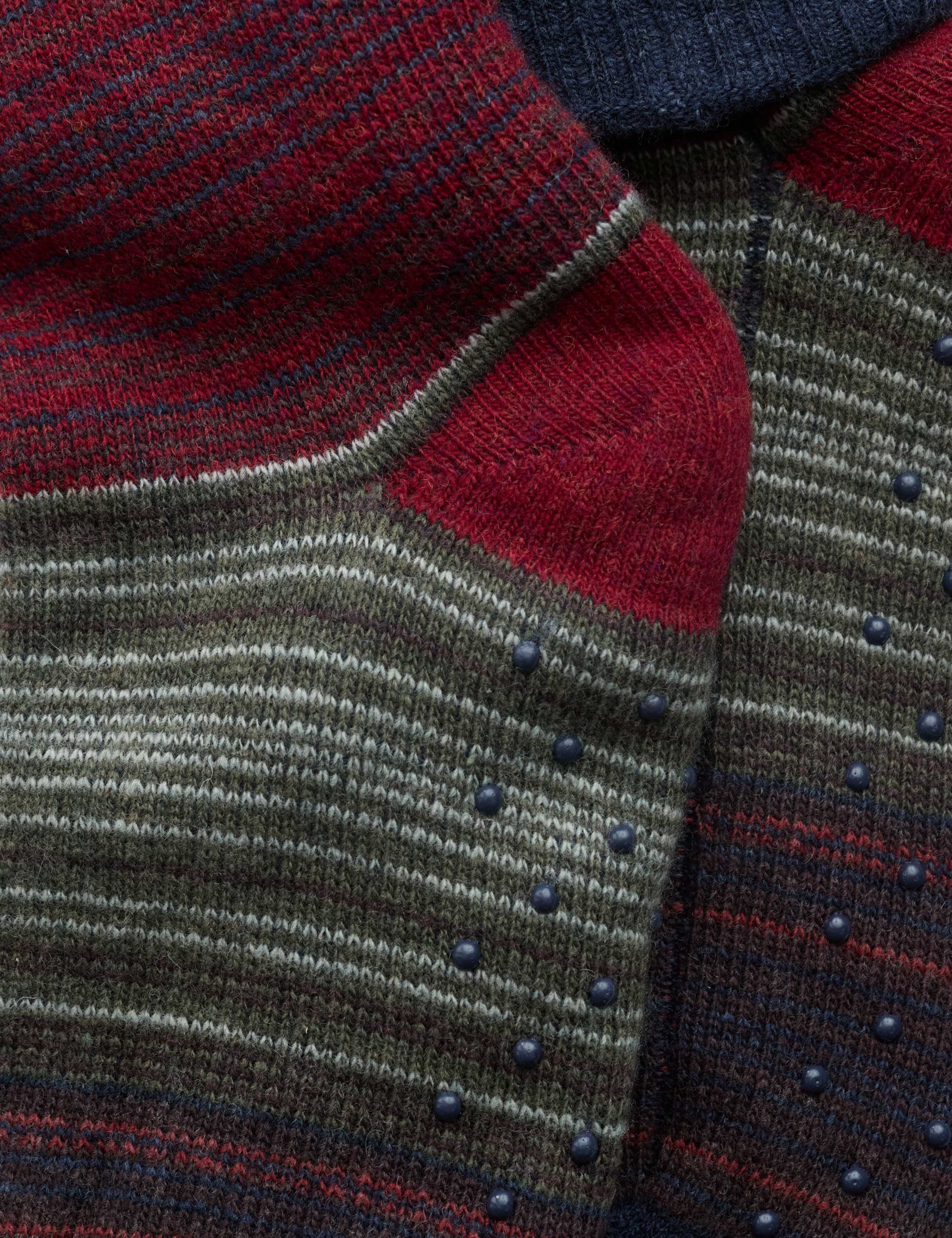 Striped Lambswool Rich Slipper Socks 2 of 2