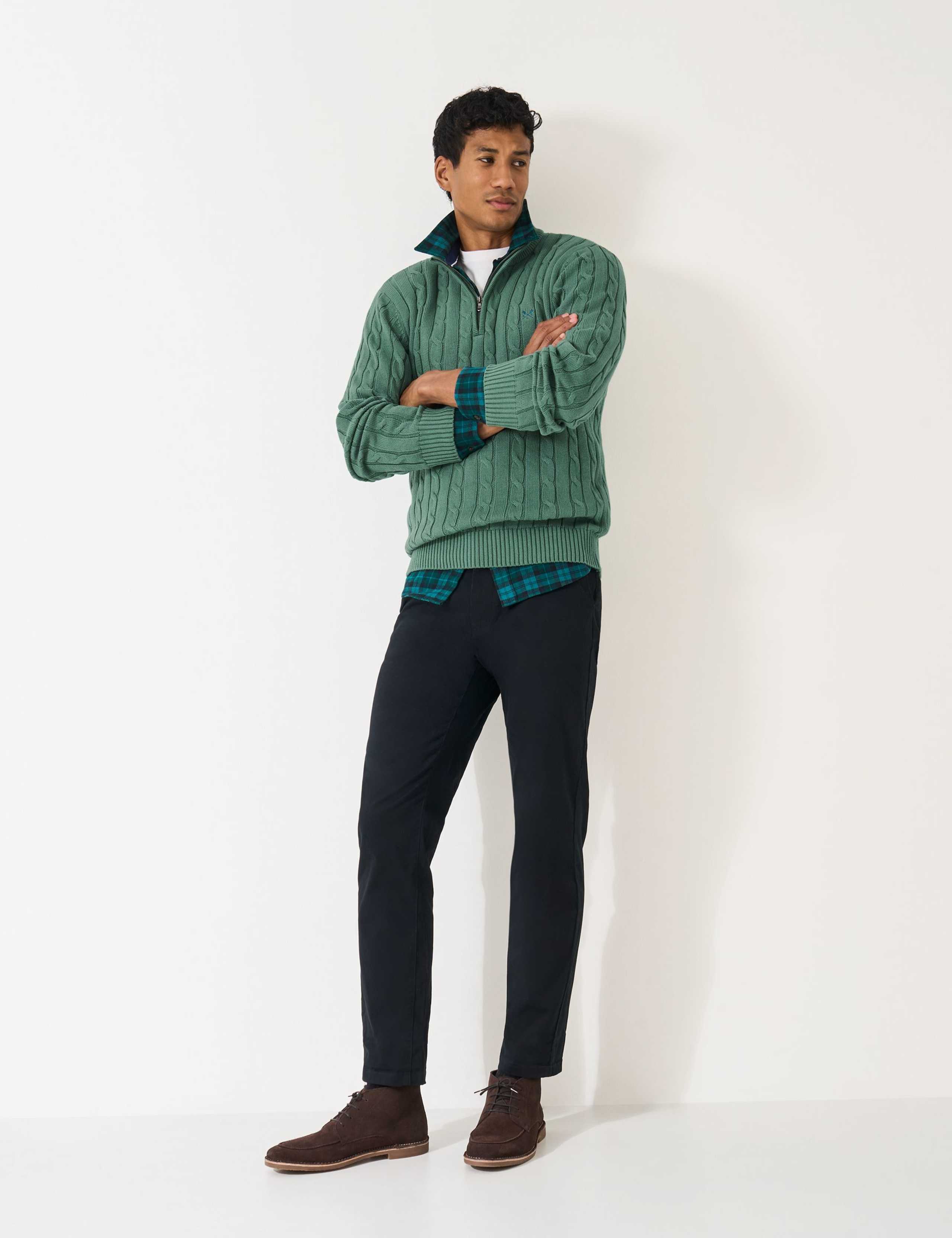 Pure Cotton Cable Knit Half Zip Jumper 3 of 5