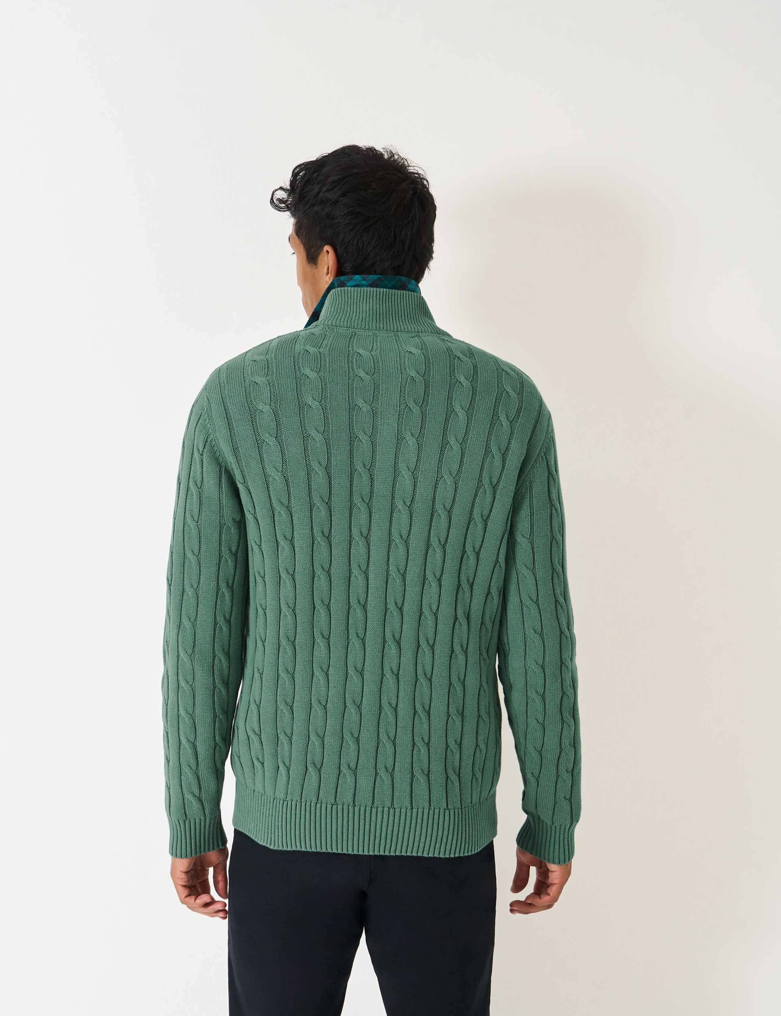 Pure Cotton Cable Knit Half Zip Jumper 4 of 5