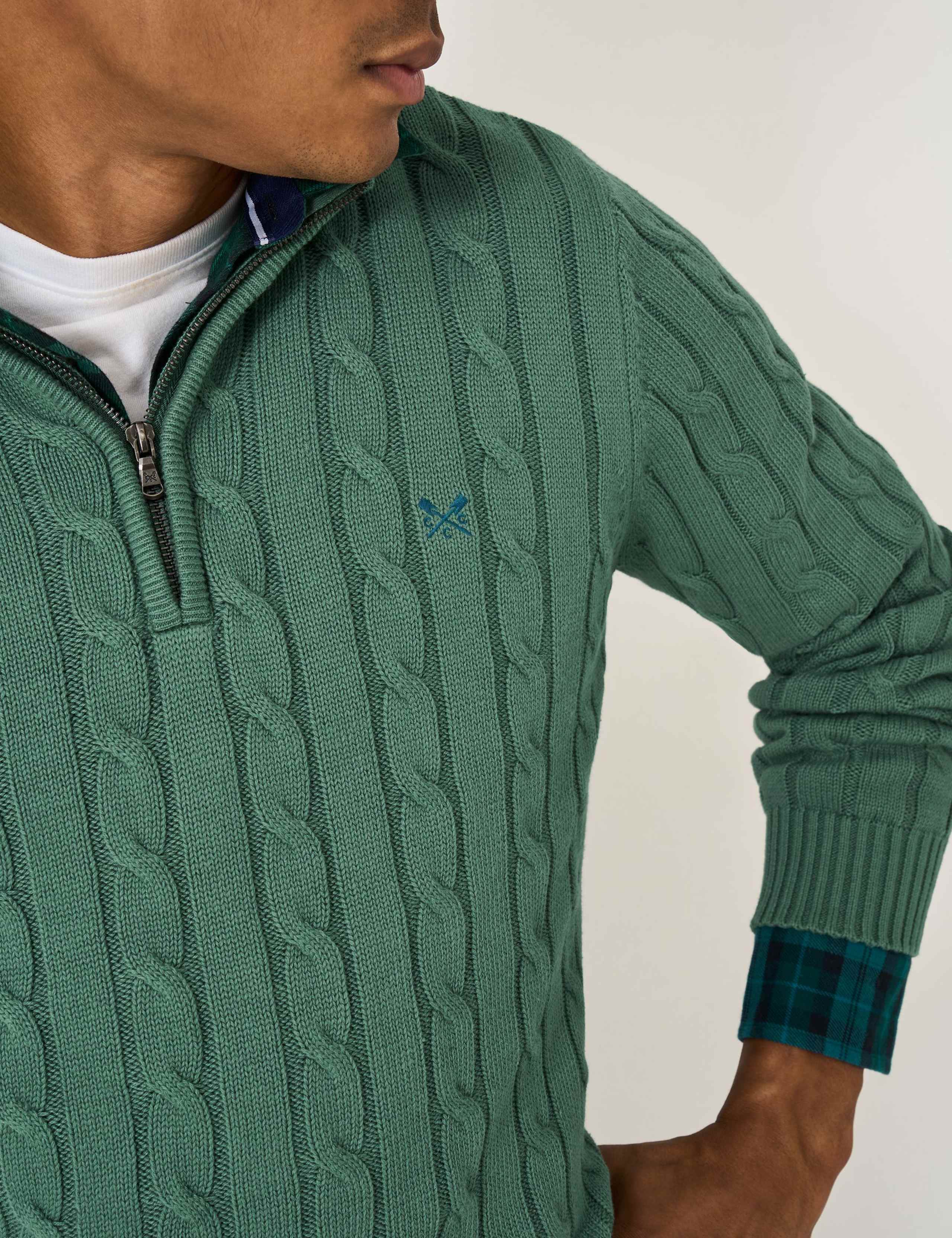 Pure Cotton Cable Knit Half Zip Jumper 5 of 5