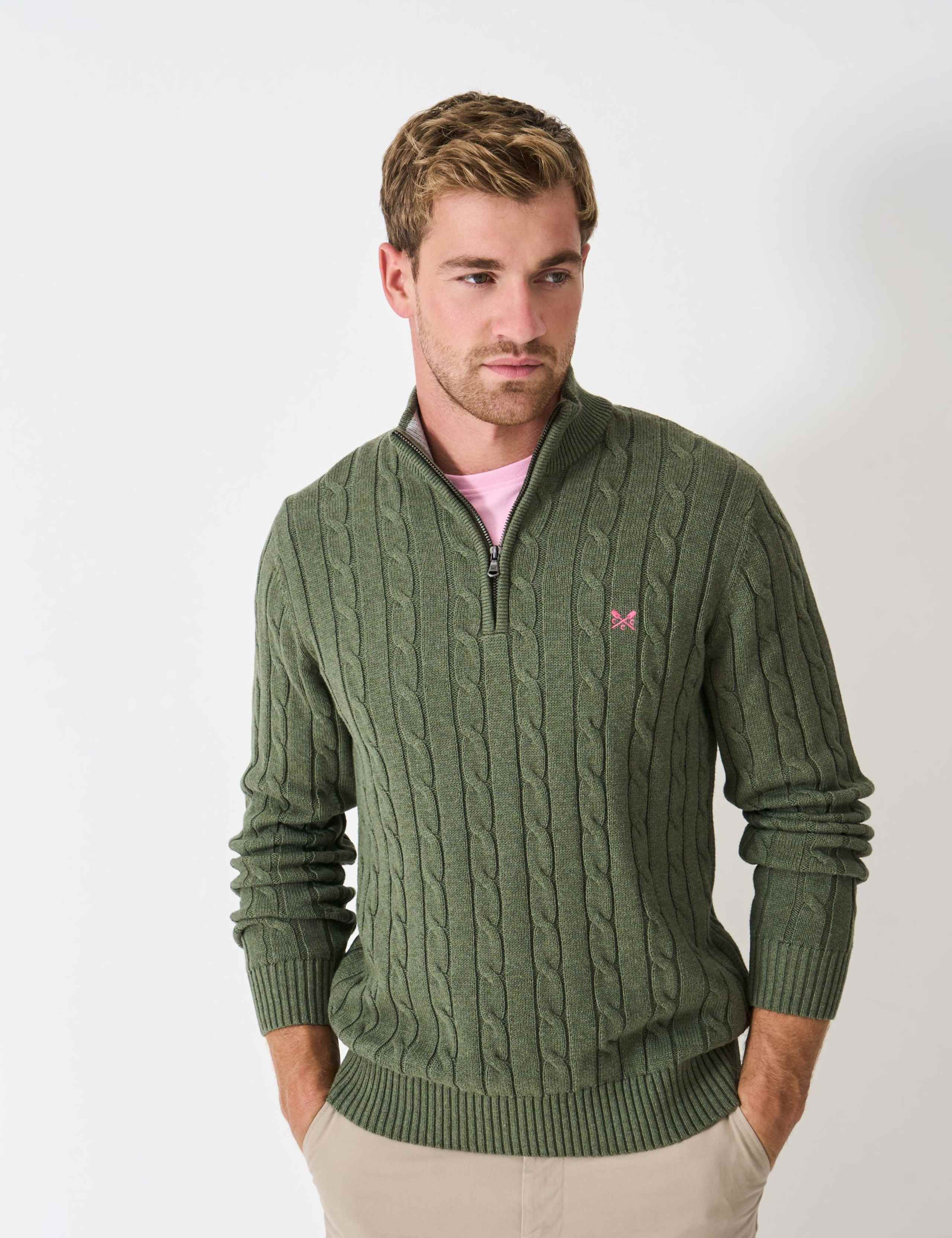 Pure Cotton Cable Knit Half Zip Jumper 3 of 5