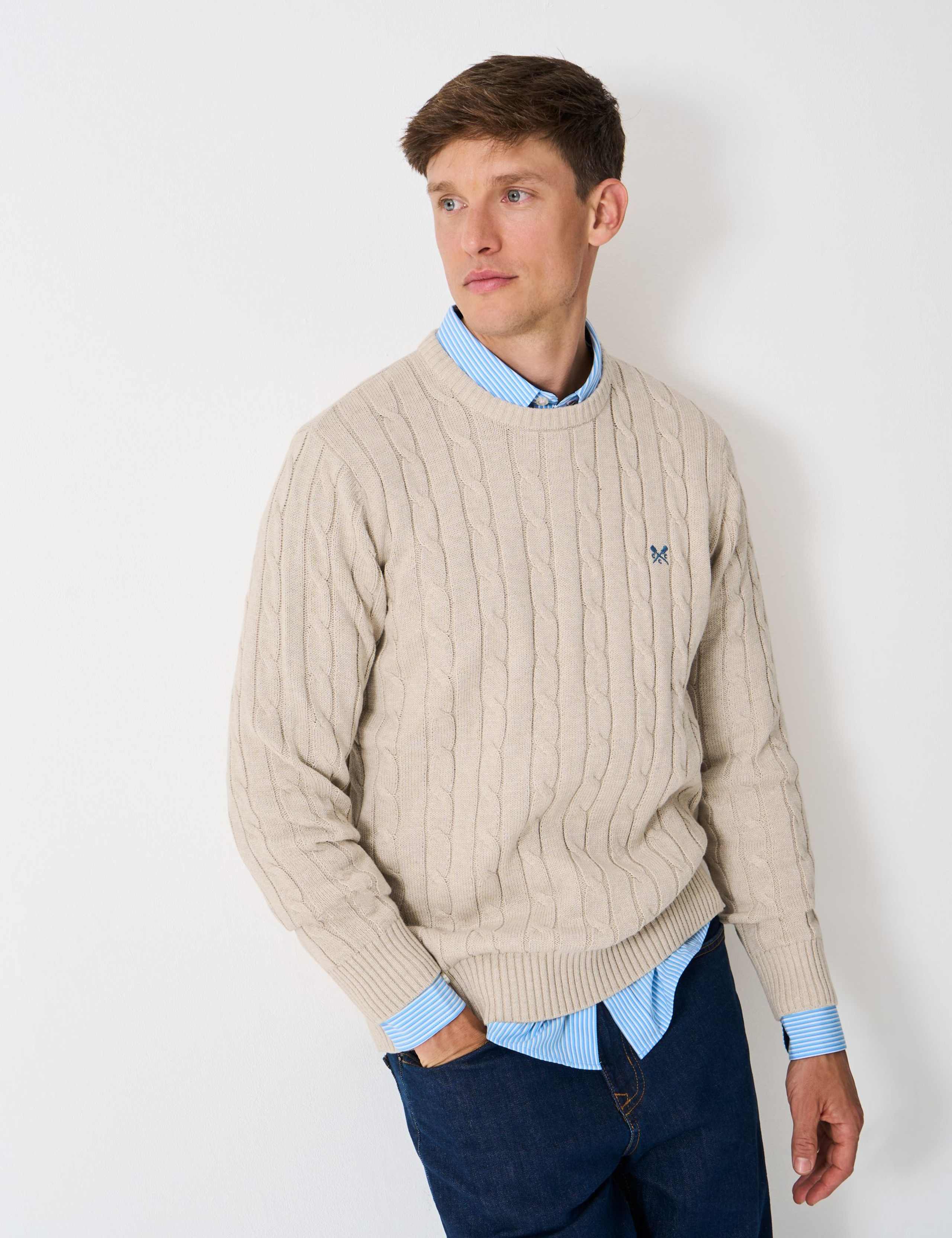 Pure Cotton Cable Knit Crew Neck Jumper 3 of 5