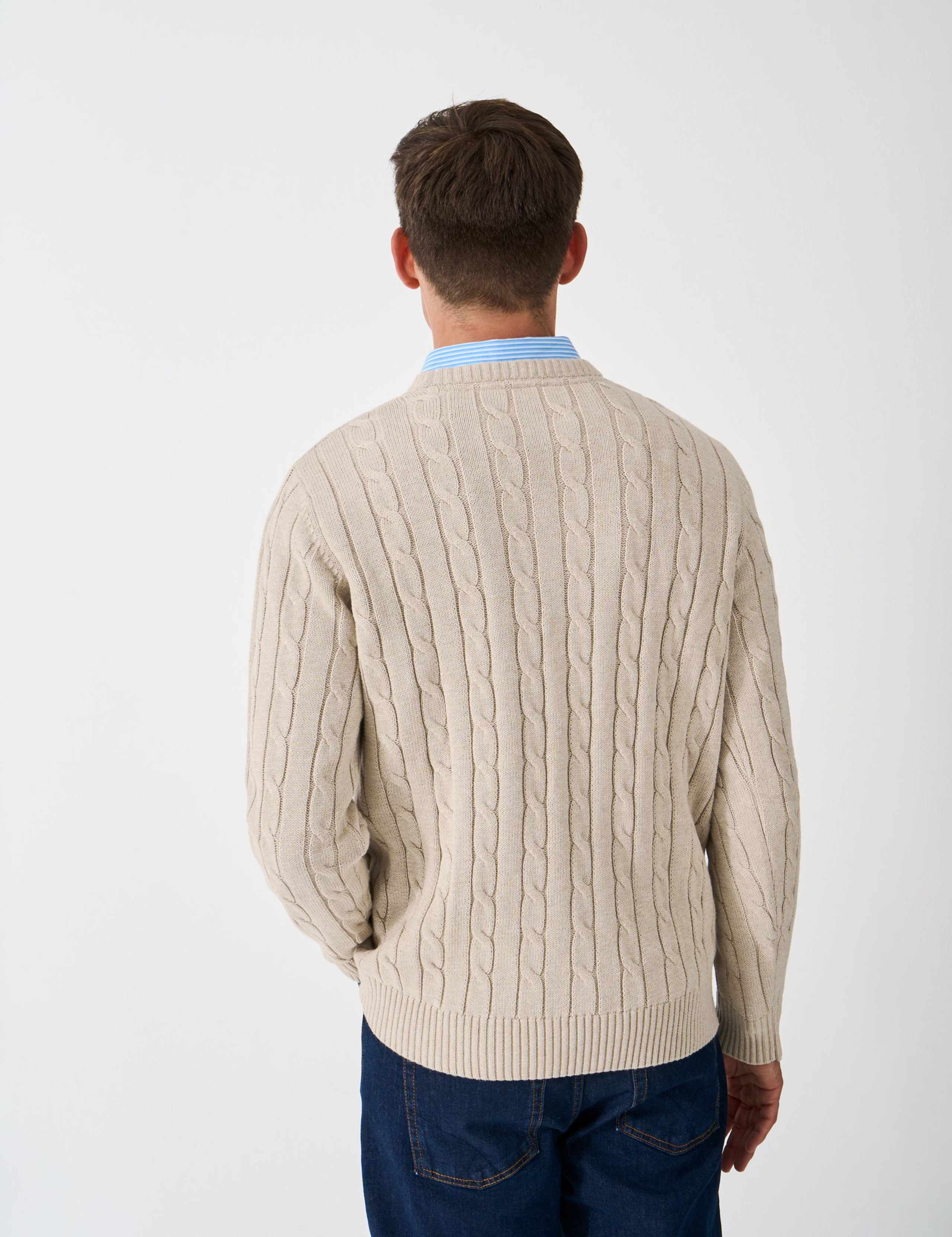 Pure Cotton Cable Knit Crew Neck Jumper 4 of 5