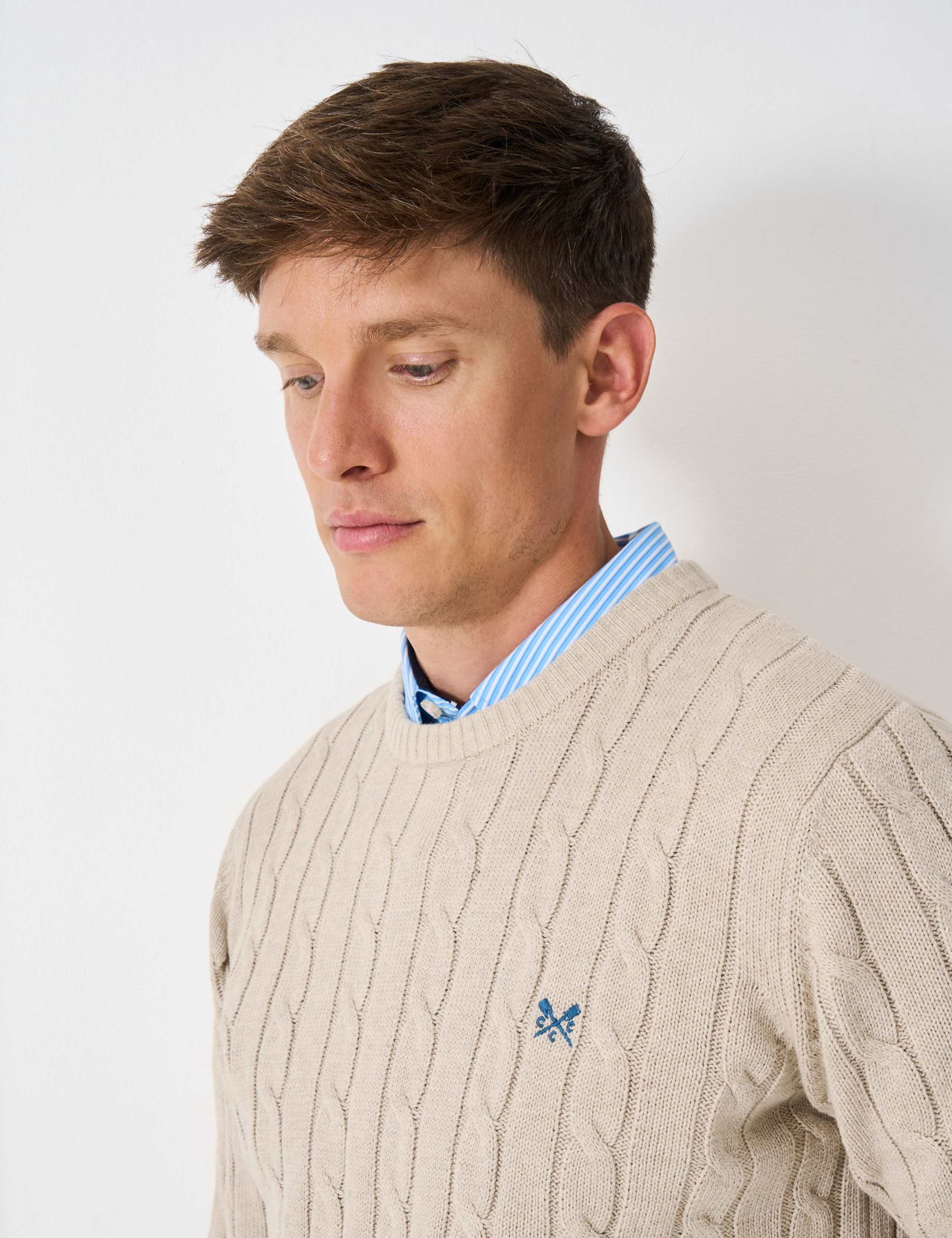 Pure Cotton Cable Knit Crew Neck Jumper 5 of 5