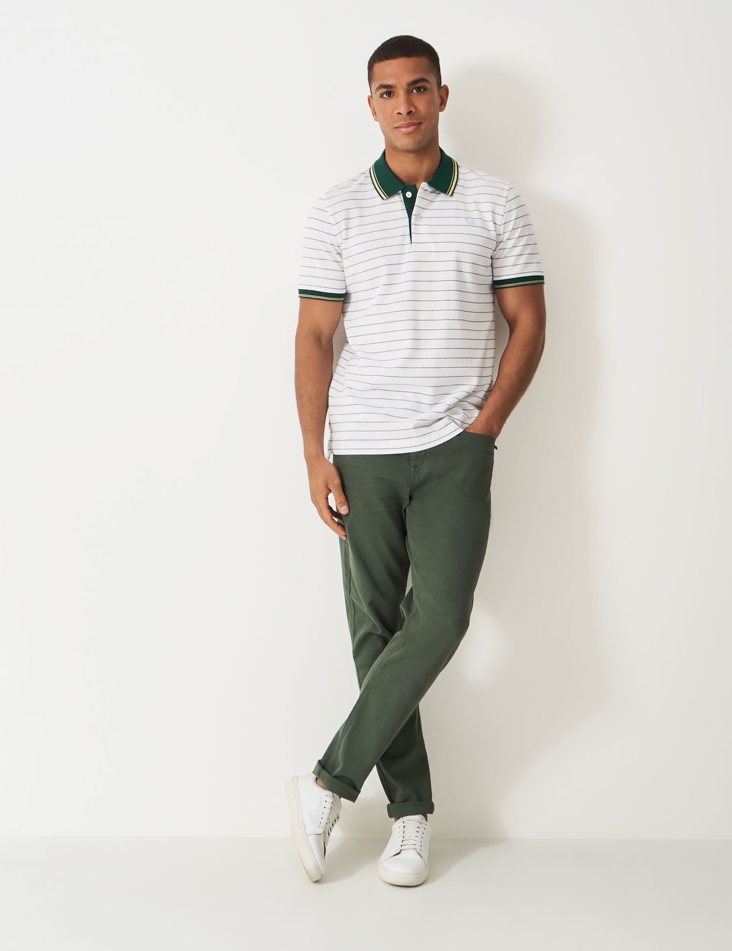 Pure Cotton Pique Striped Polo Shirt 1 of 5