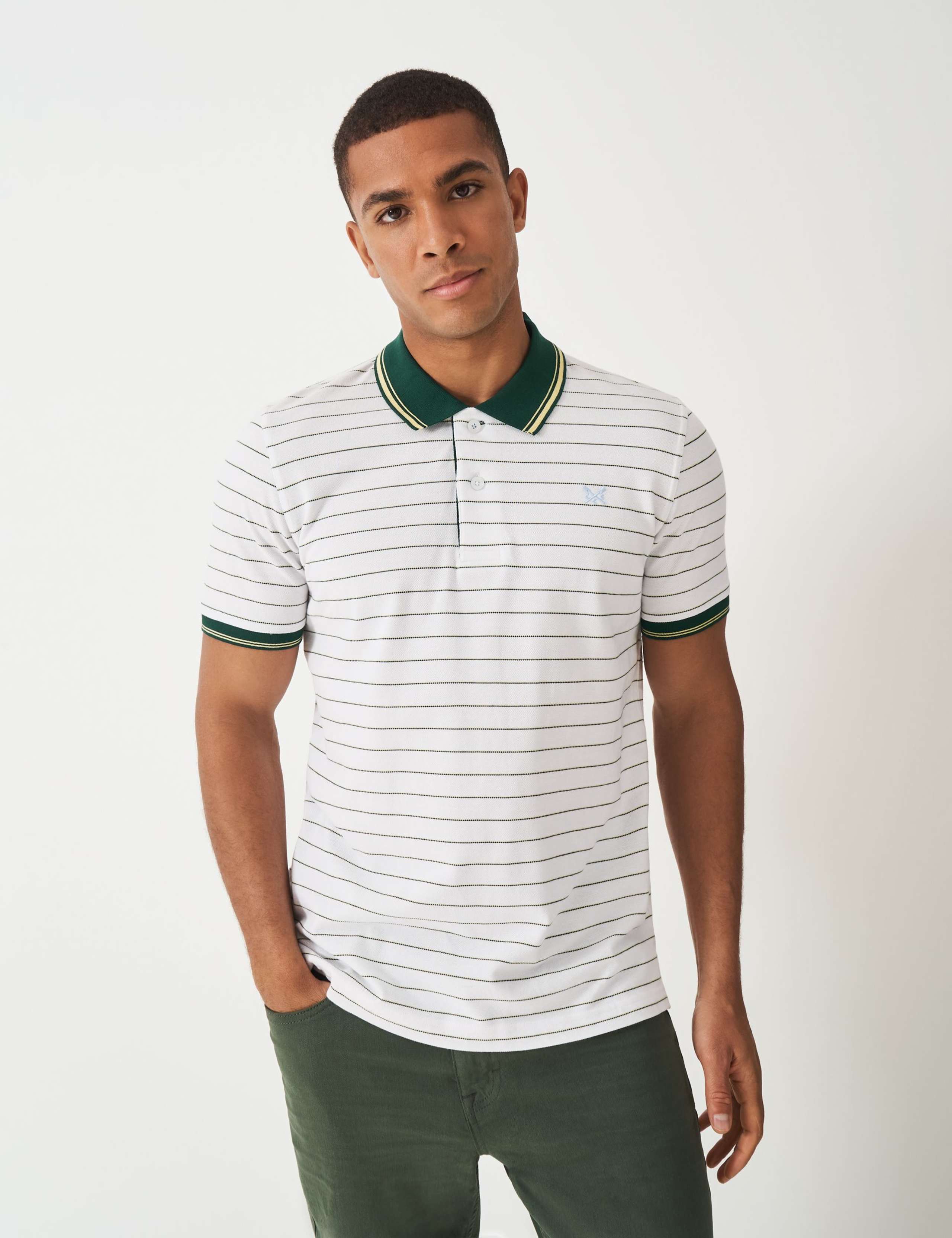 Pure Cotton Pique Striped Polo Shirt 4 of 5