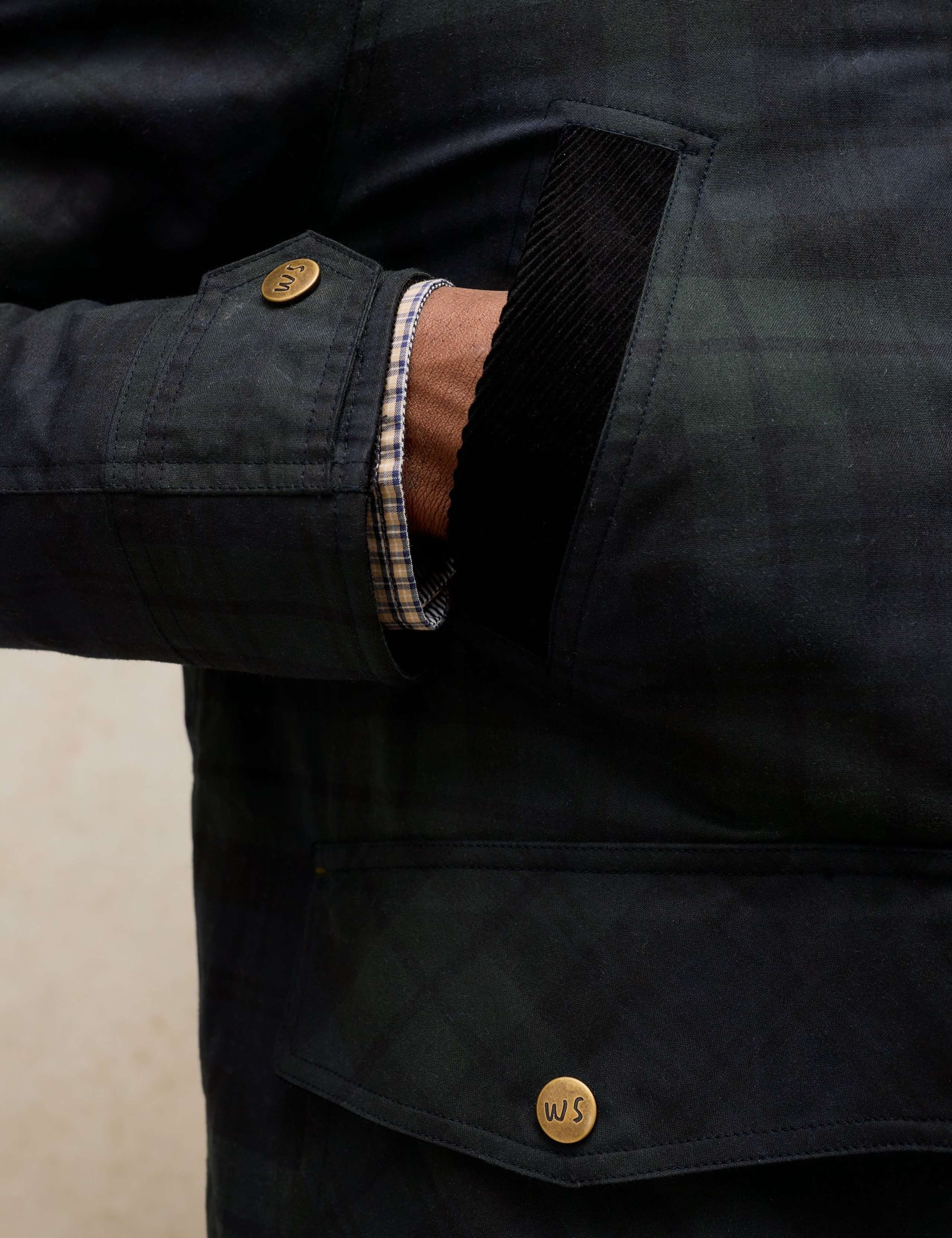 Pure Cotton Checked Padded Waxed Jacket 5 of 6