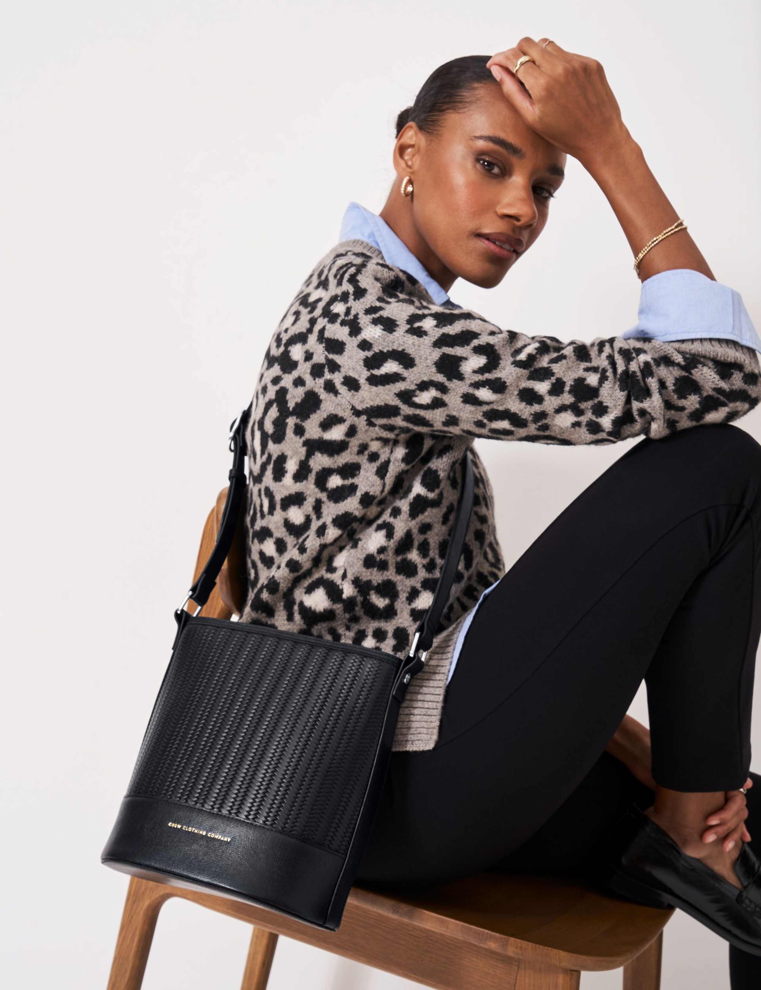 Leather Woven Bucket Bag 1 of 3