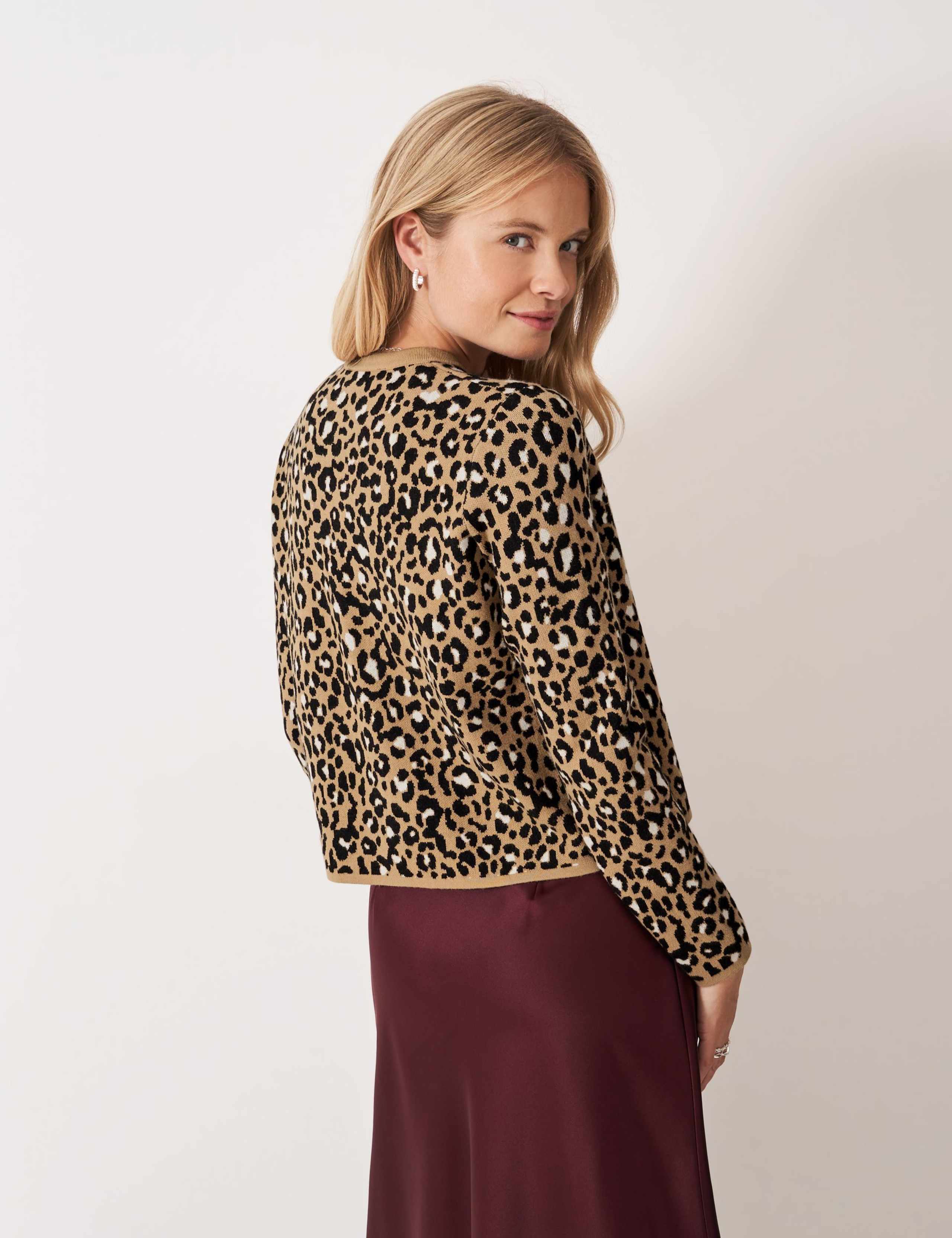 Leopard Print Crew Neck Cardigan 4 of 5