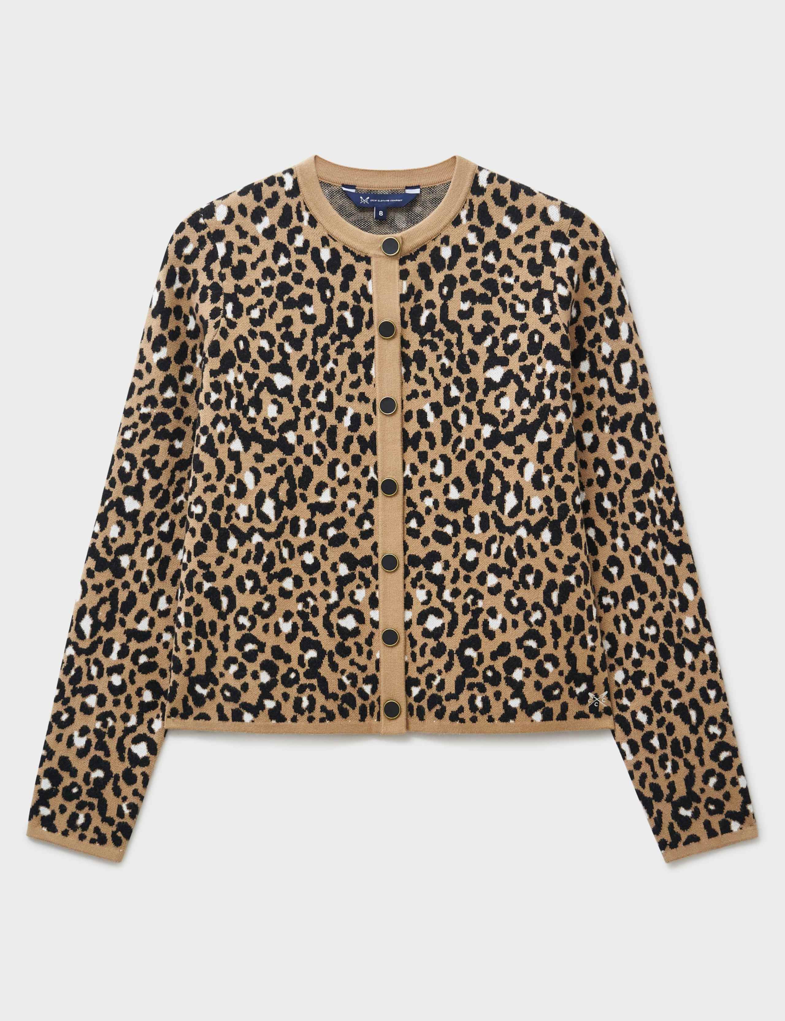 Leopard Print Crew Neck Cardigan 2 of 5