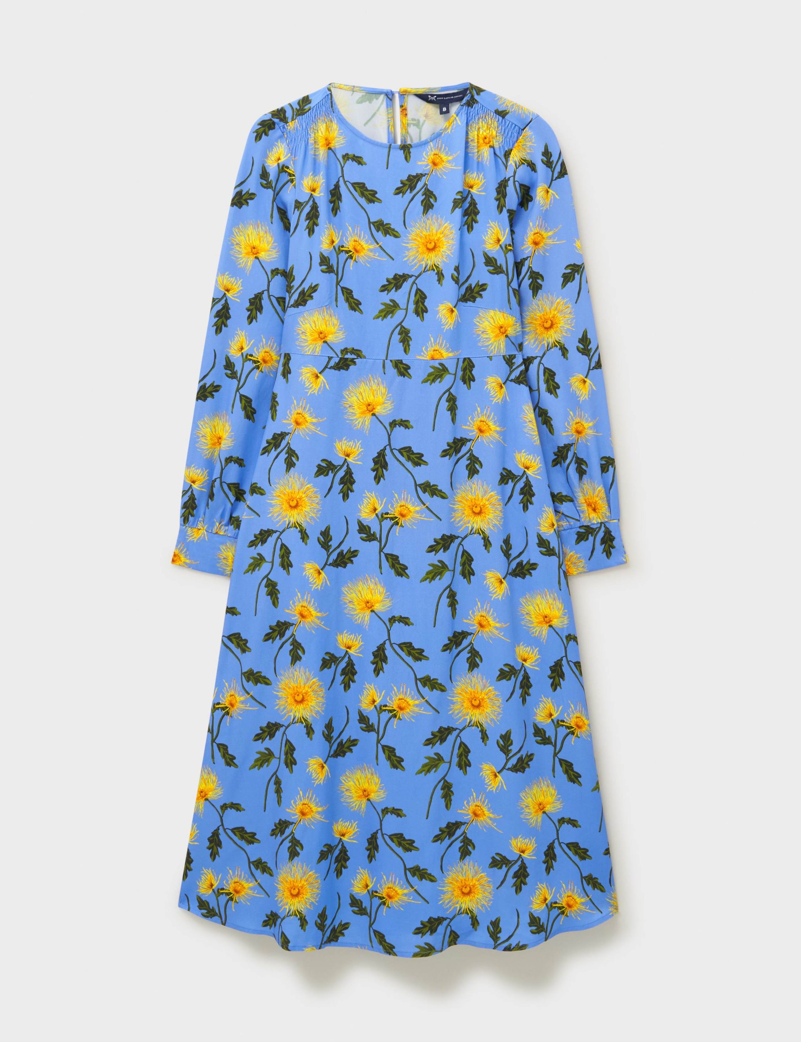 Floral Shirred Round Neck Midi Tea Dress 2 of 5