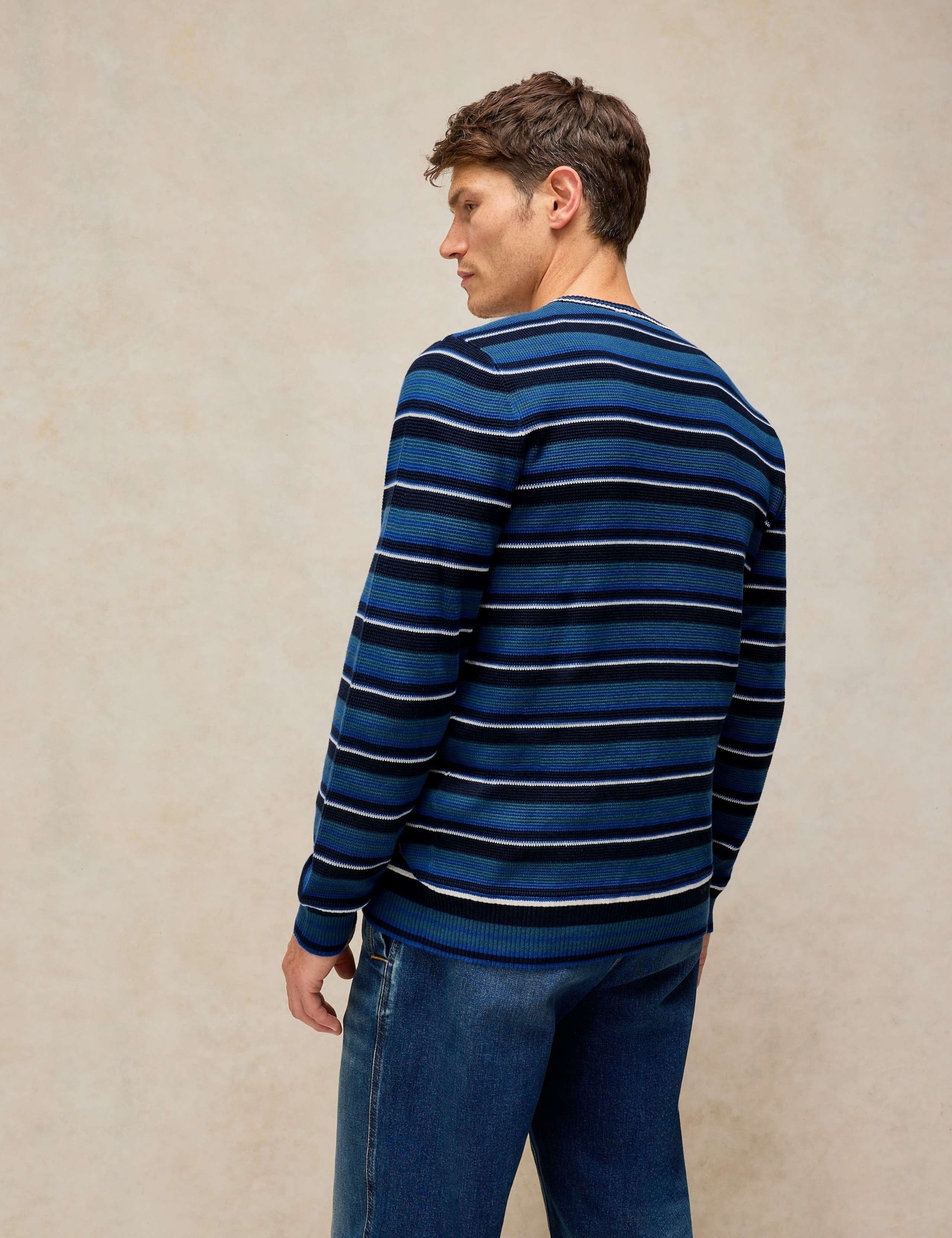 Pure Cotton Striped Crew Neck Jumper 4 of 6
