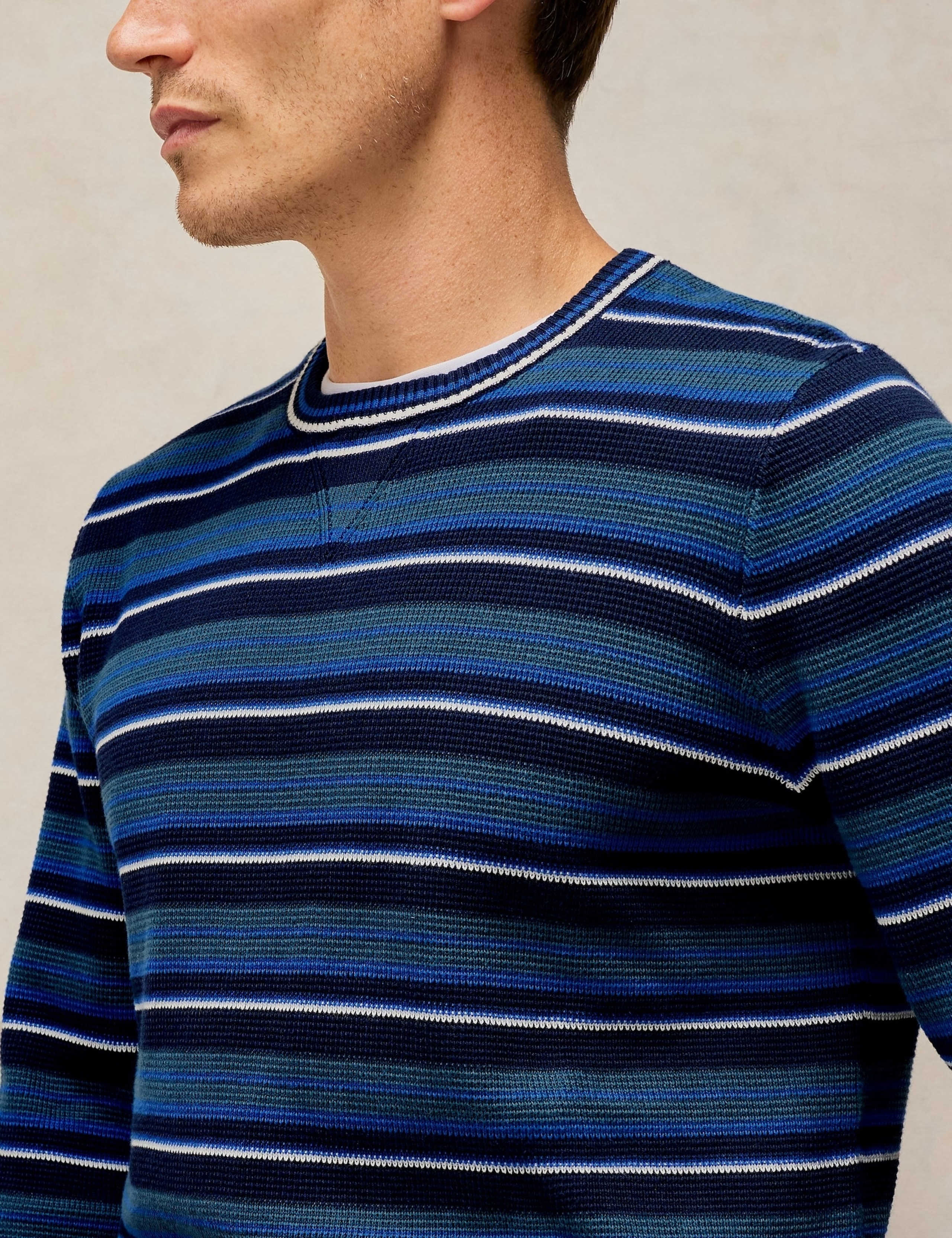 Pure Cotton Striped Crew Neck Jumper 5 of 6