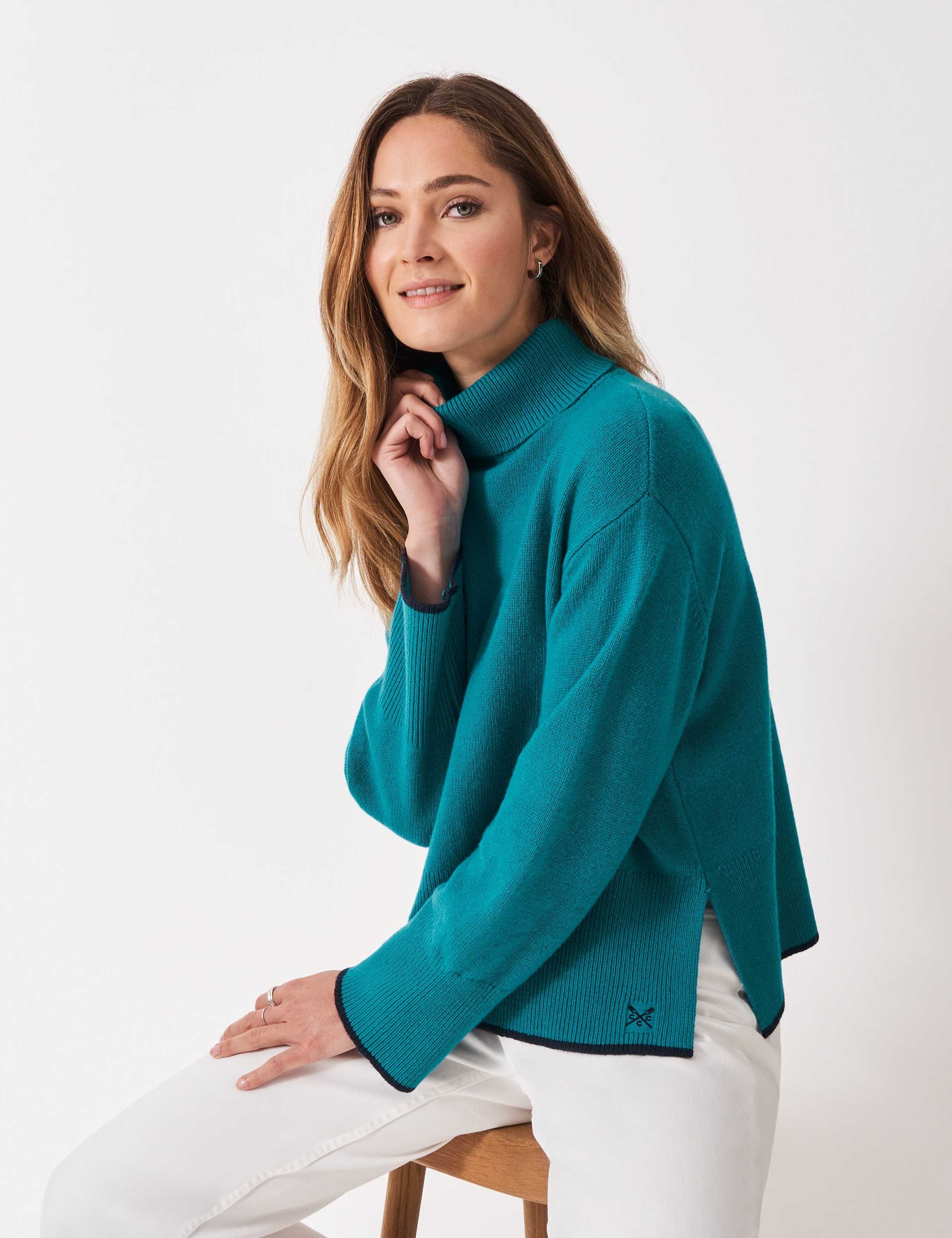 Wool Rich Funnel Neck Tipped Detail Jumper 3 of 5