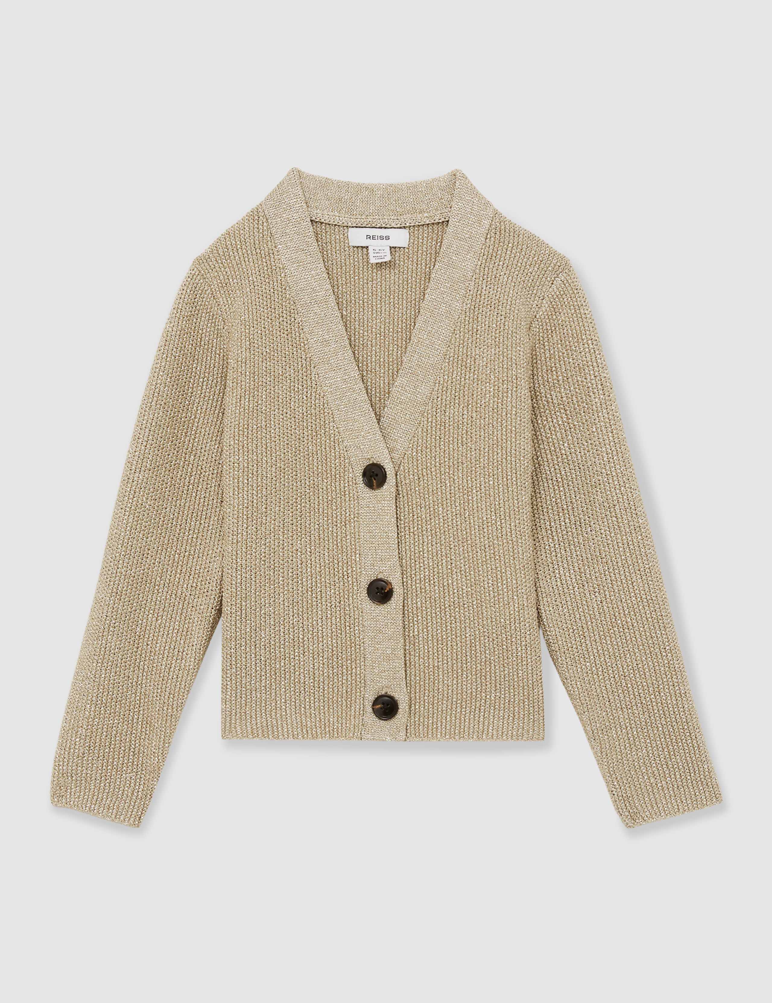 Sparkly Knitted V-Neck Cardigan (4-14 Yrs) 2 of 4