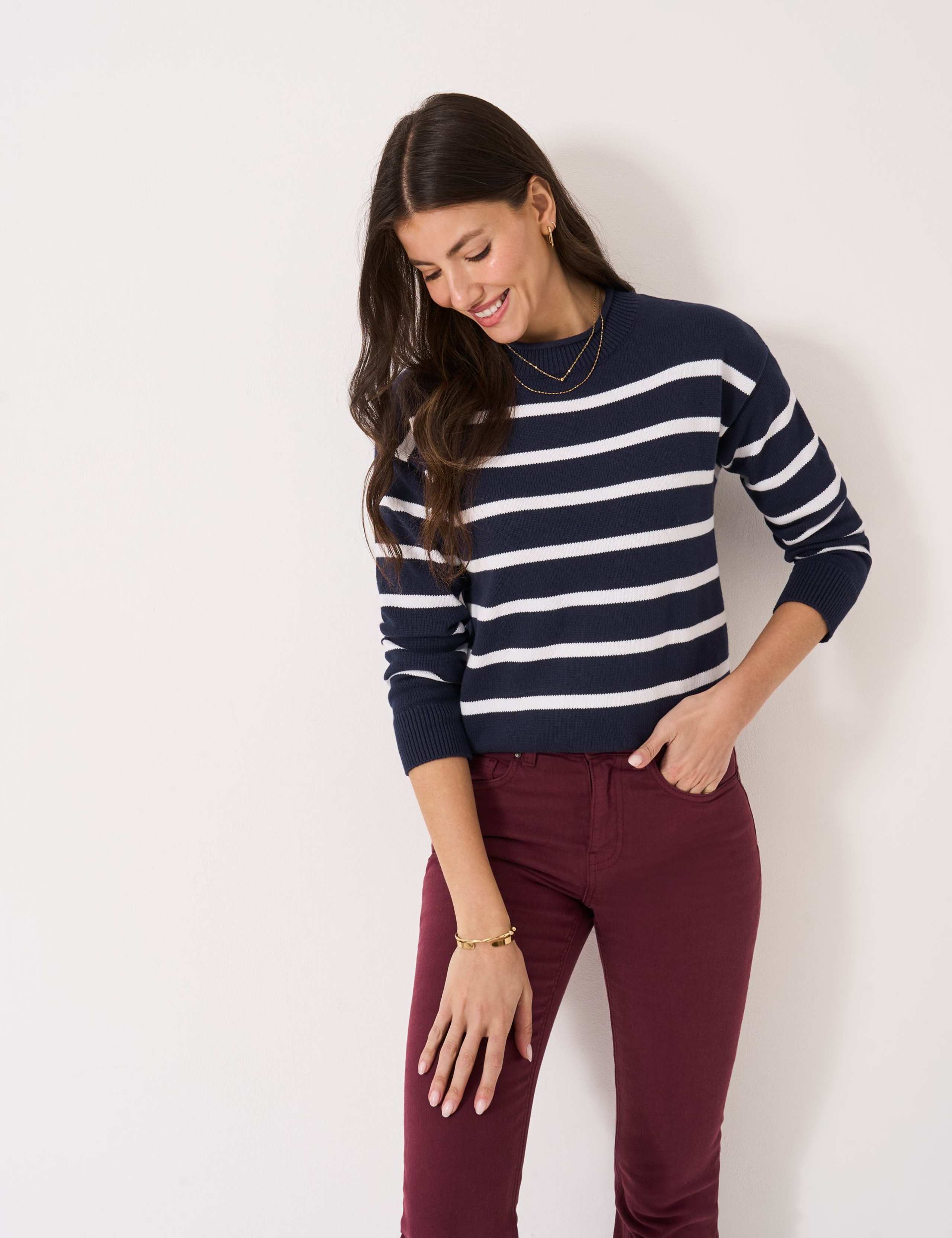 Pure Cotton Striped Crew Neck Jumper 3 of 5