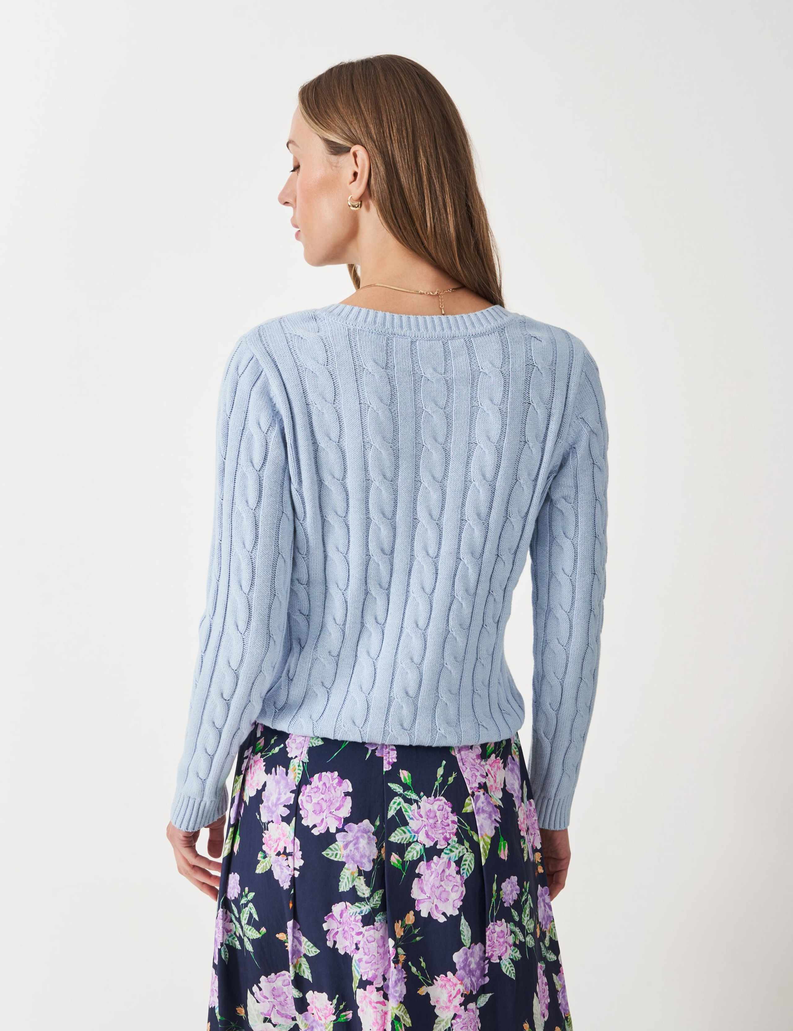 Cotton Rich Cable Knit V-Neck Jumper 4 of 5