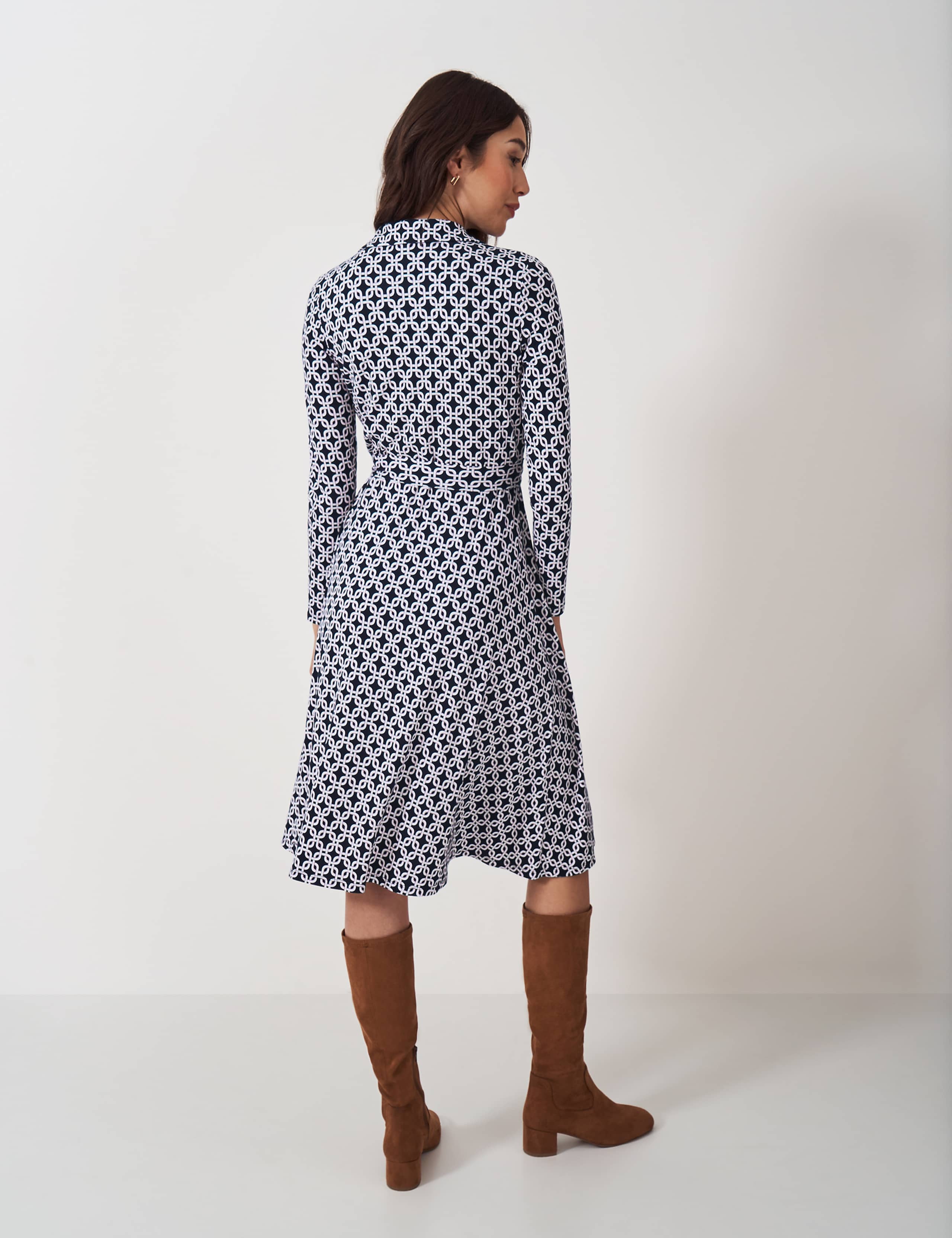 Jersey Geometric Tie Waist Shirt Dress 4 of 5
