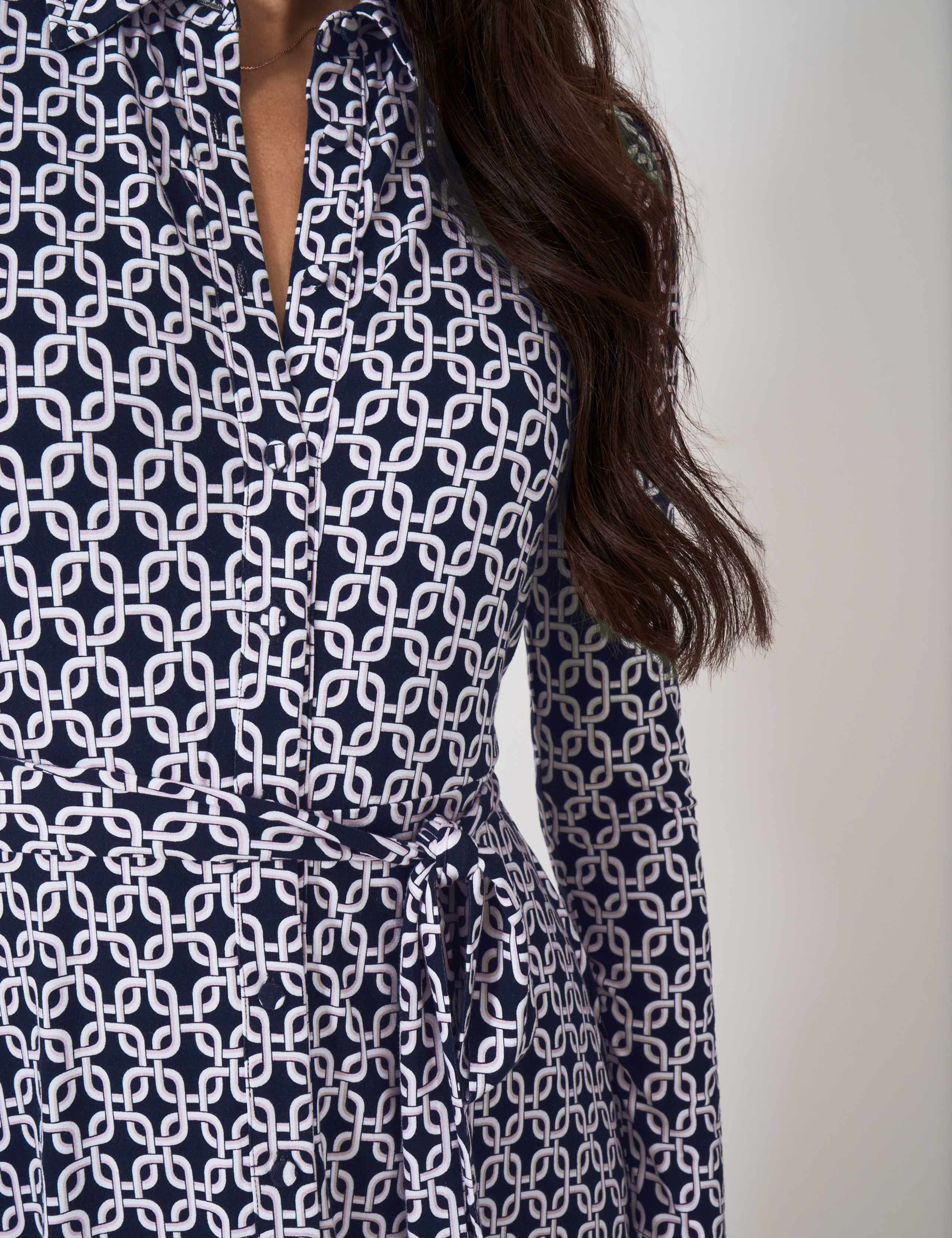 Jersey Geometric Tie Waist Shirt Dress 5 of 5