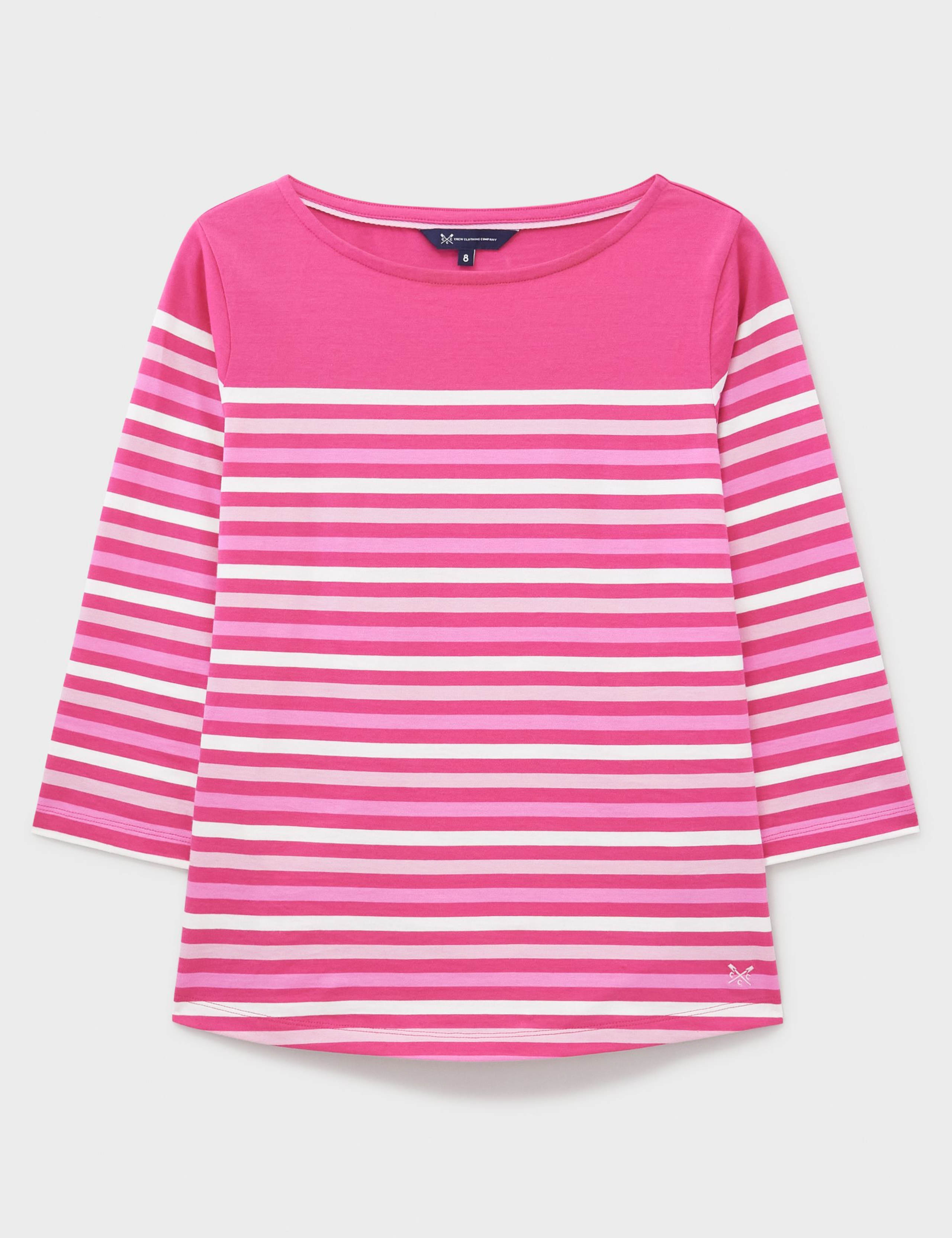 Pure Cotton Striped 3/4 Sleeve Top 2 of 2