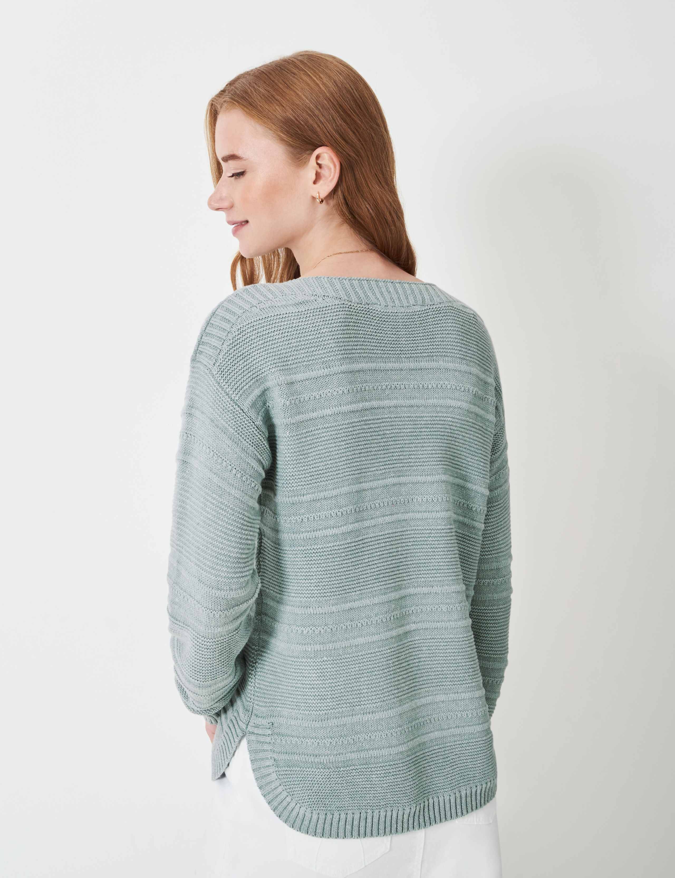 Cotton Blend Textured Slash Neck Jumper 5 of 5