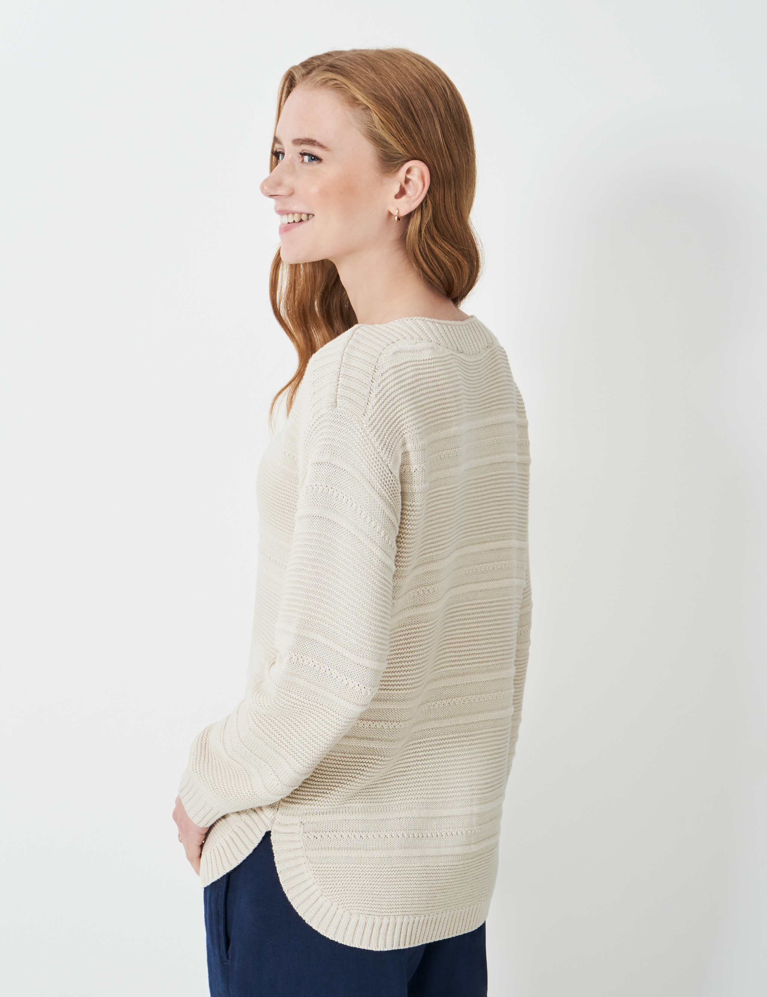 Cotton Blend Textured Slash Neck Jumper 3 of 5