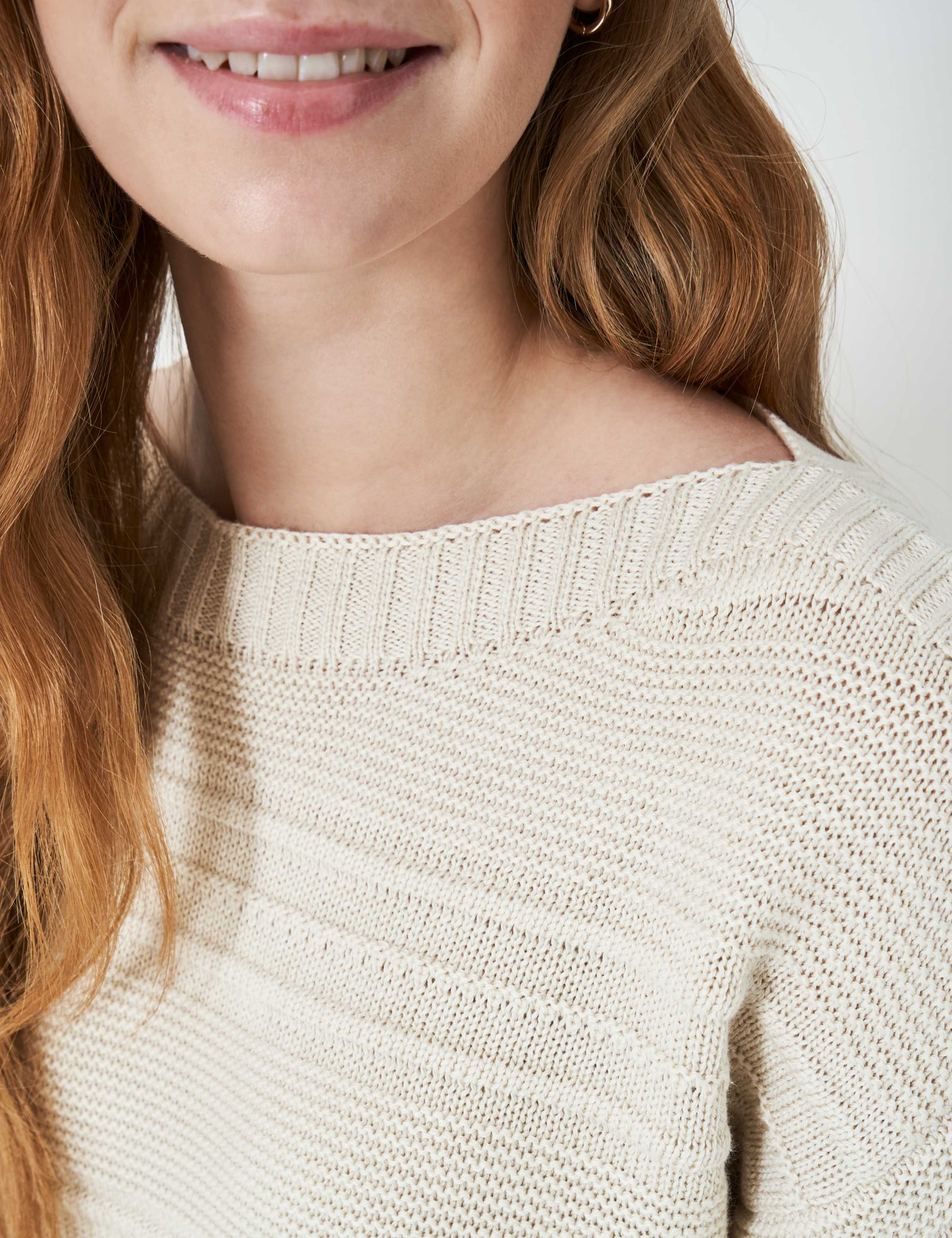 Cotton Blend Textured Slash Neck Jumper 5 of 5