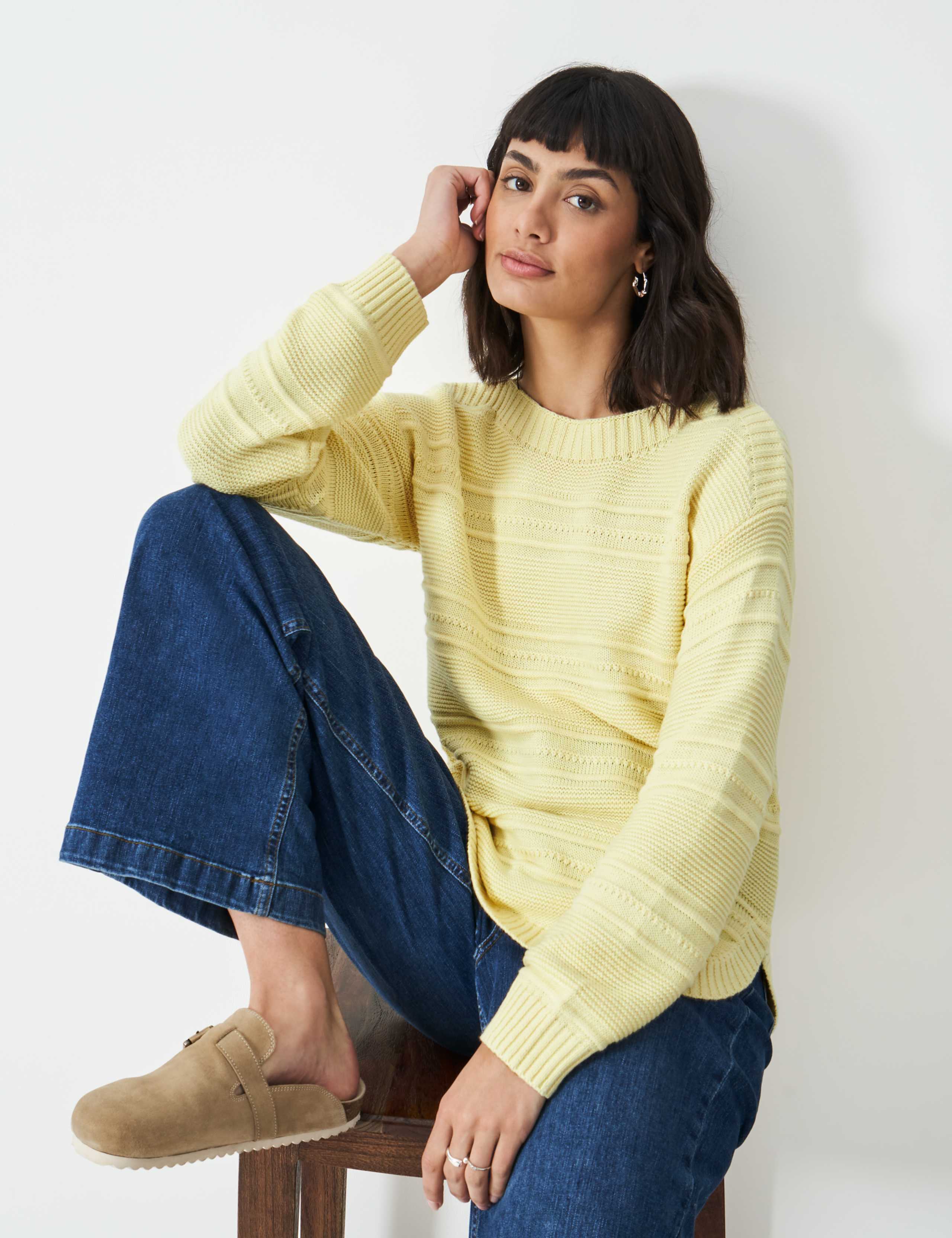 Cotton Blend Textured Slash Neck Jumper 3 of 5