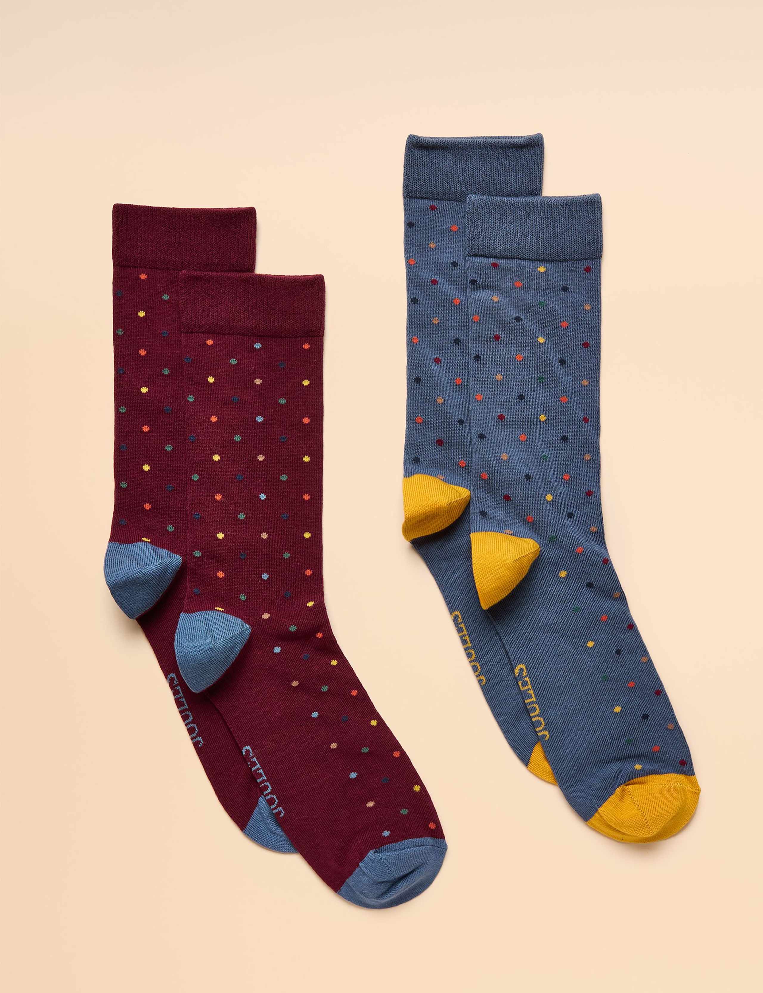 2 Pack Polka Dot Cotton Rich Socks 1 of 3