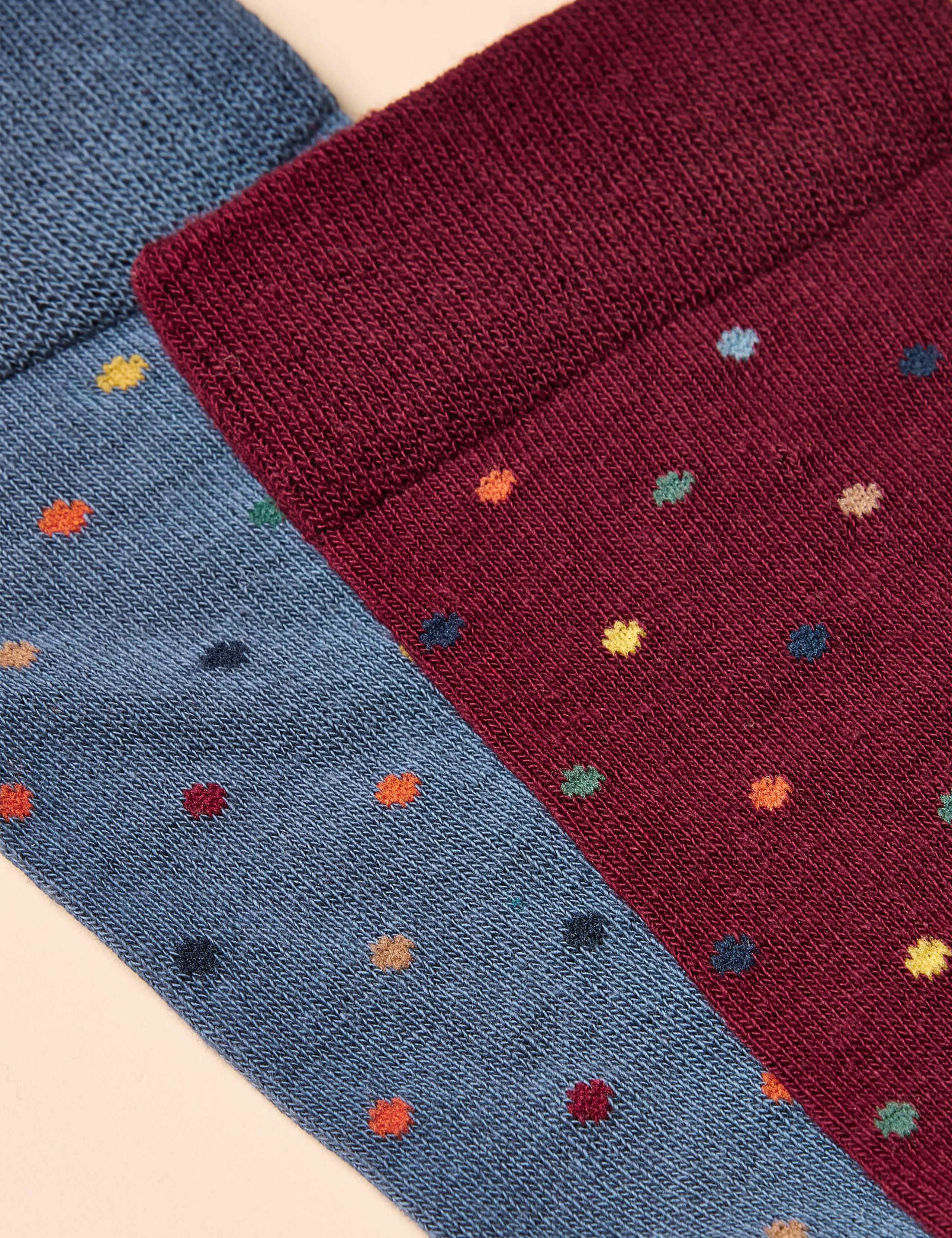 2 Pack Polka Dot Cotton Rich Socks 3 of 3