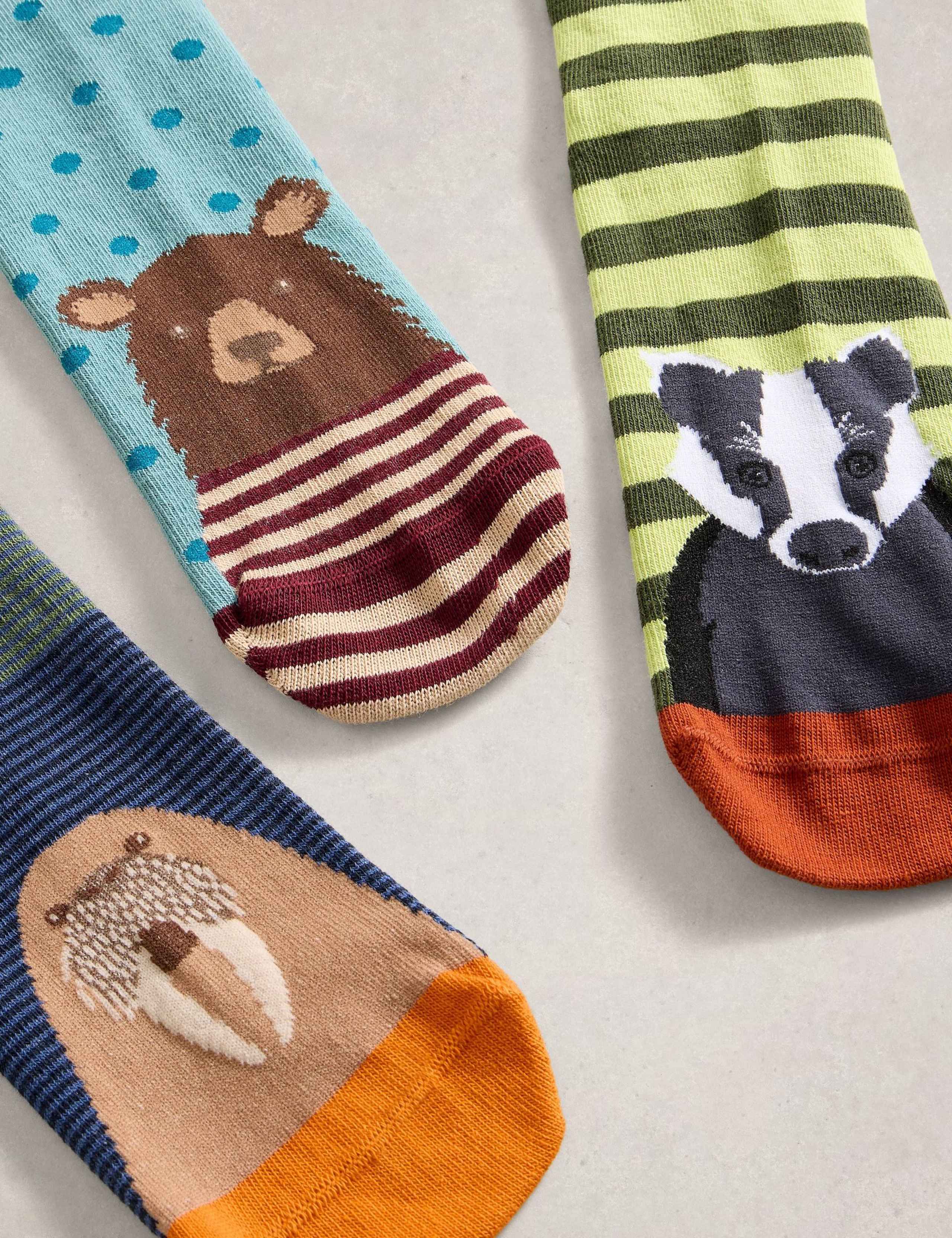 3pk Woodland Animal Cotton Rich Socks 2 of 2
