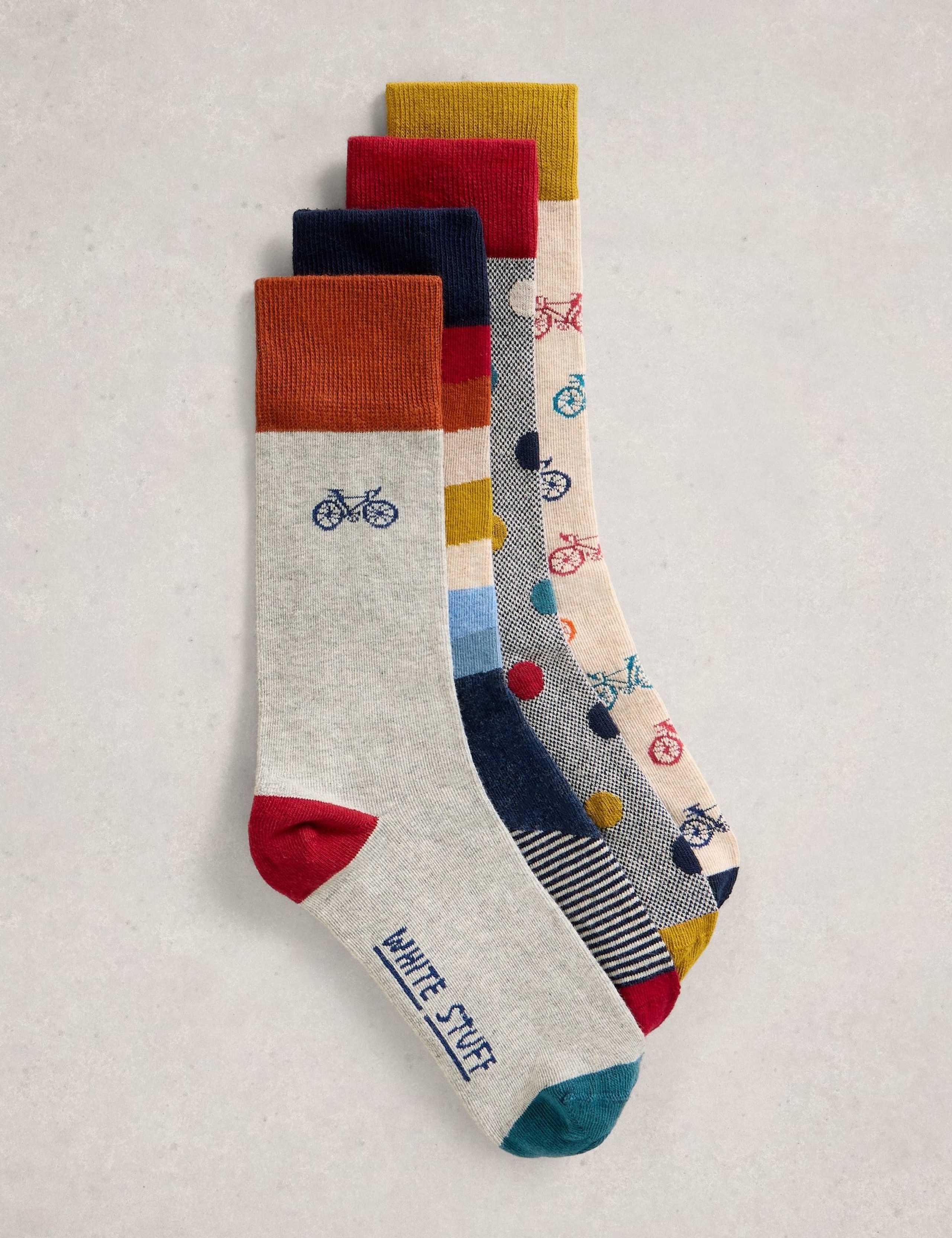 4 Pack Bicycles Cotton Rich Socks 1 of 2
