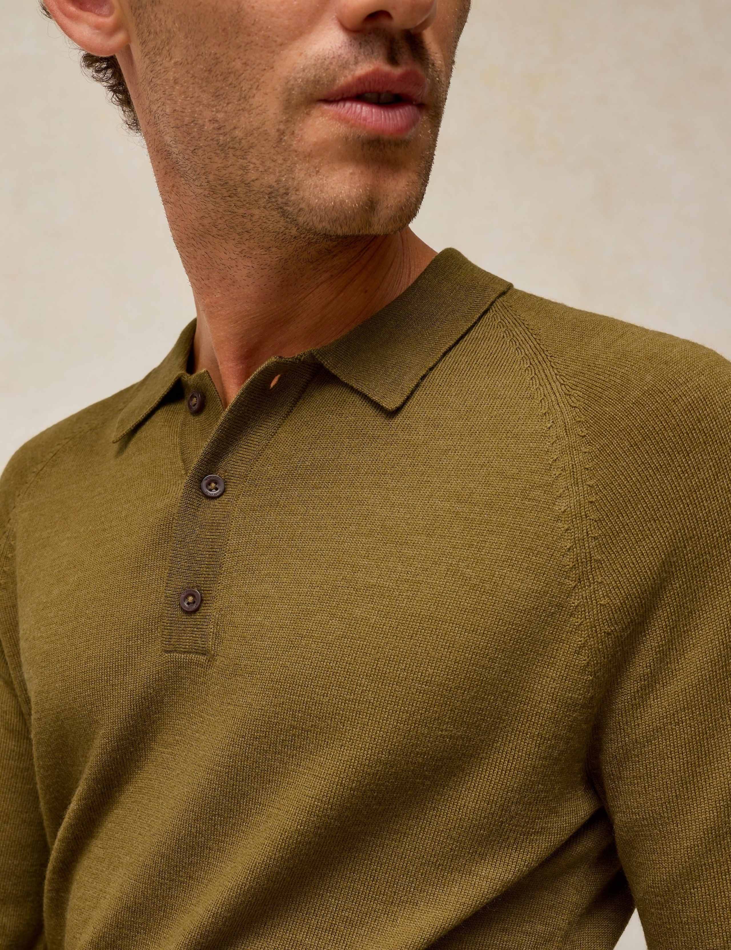 Pure Merino Wool Knitted Polo Shirt 4 of 6