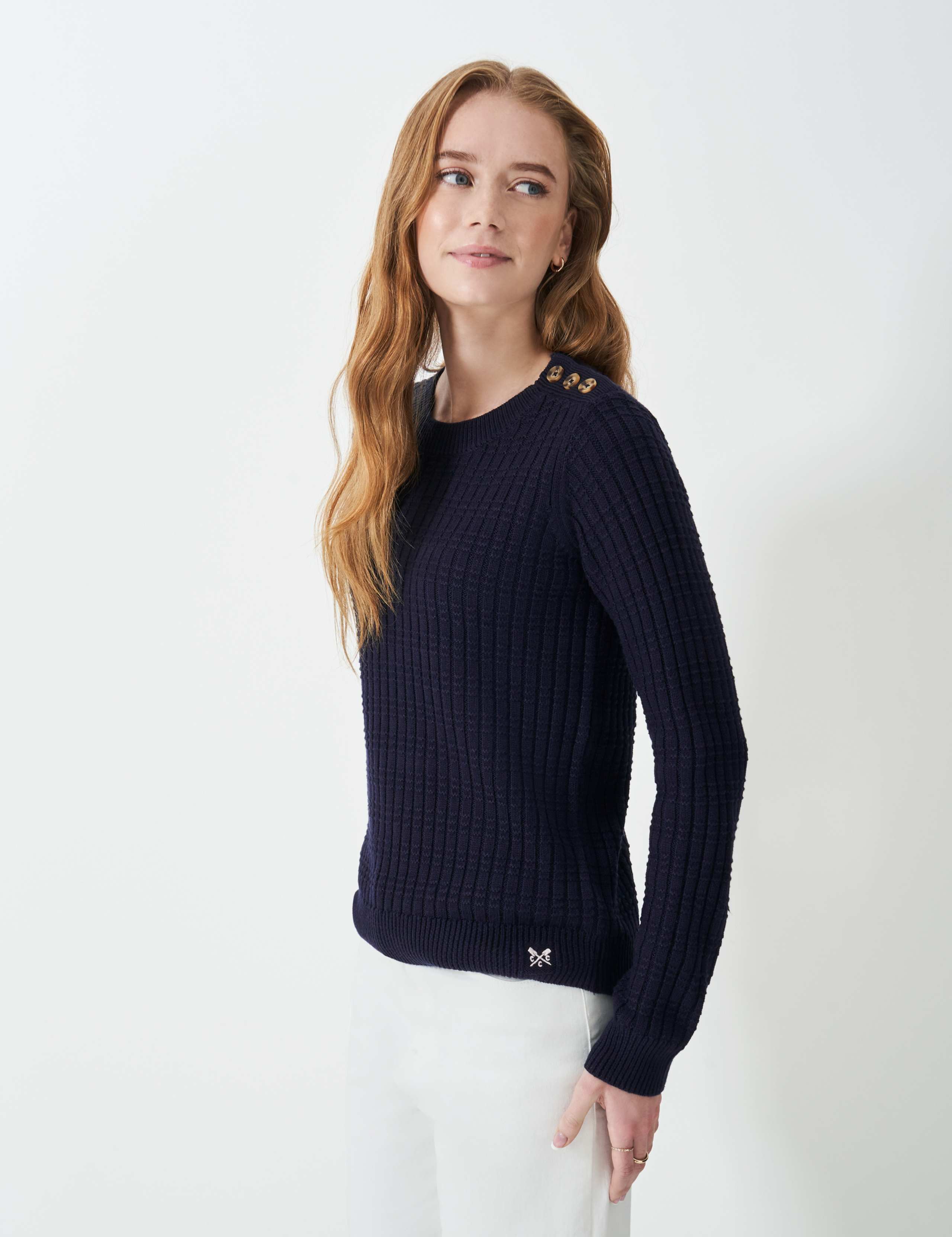 Cotton Blend Textured Button Detail Jumper 1 of 5