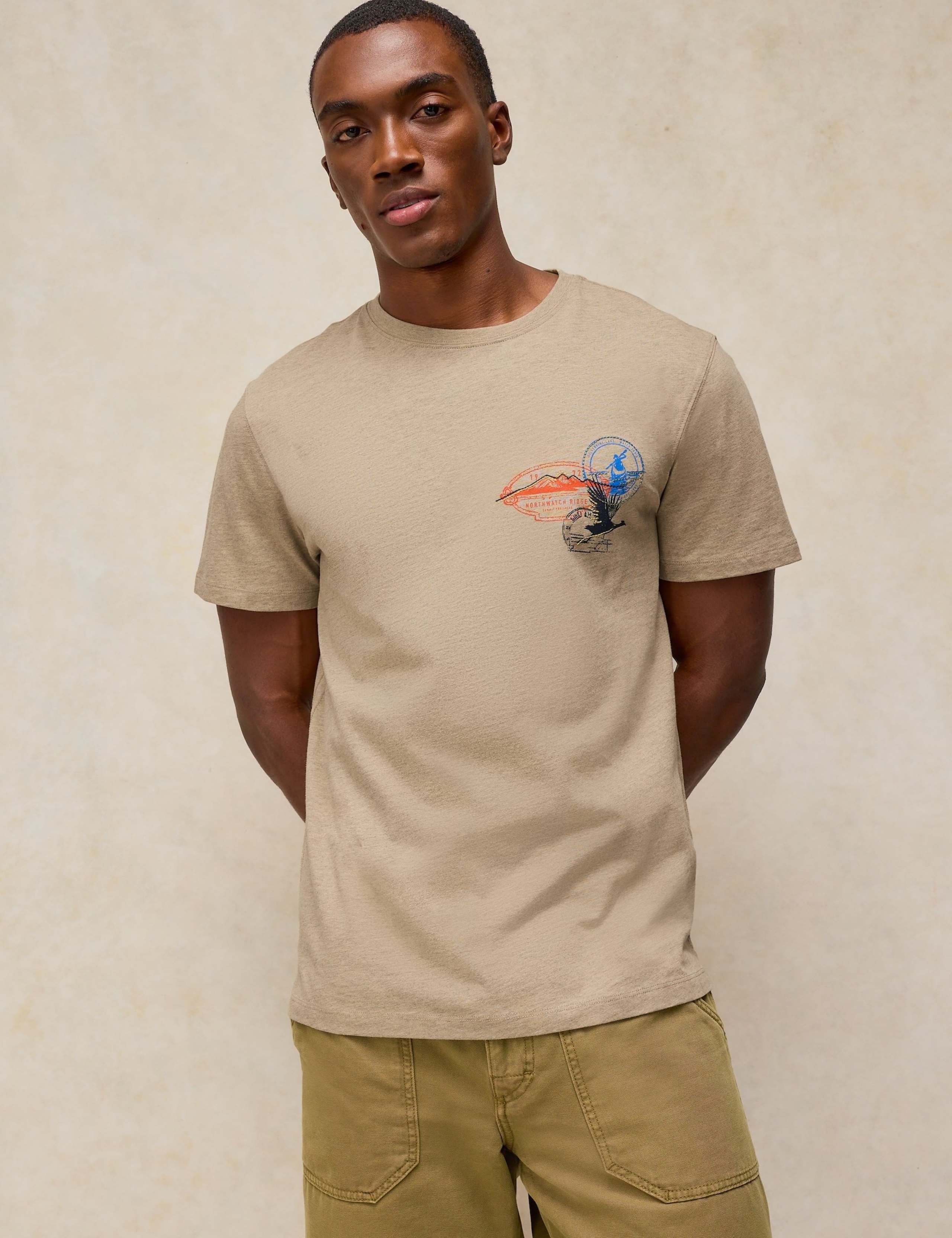 Cotton Rich Embroidered Crew Neck T-Shirt 1 of 6