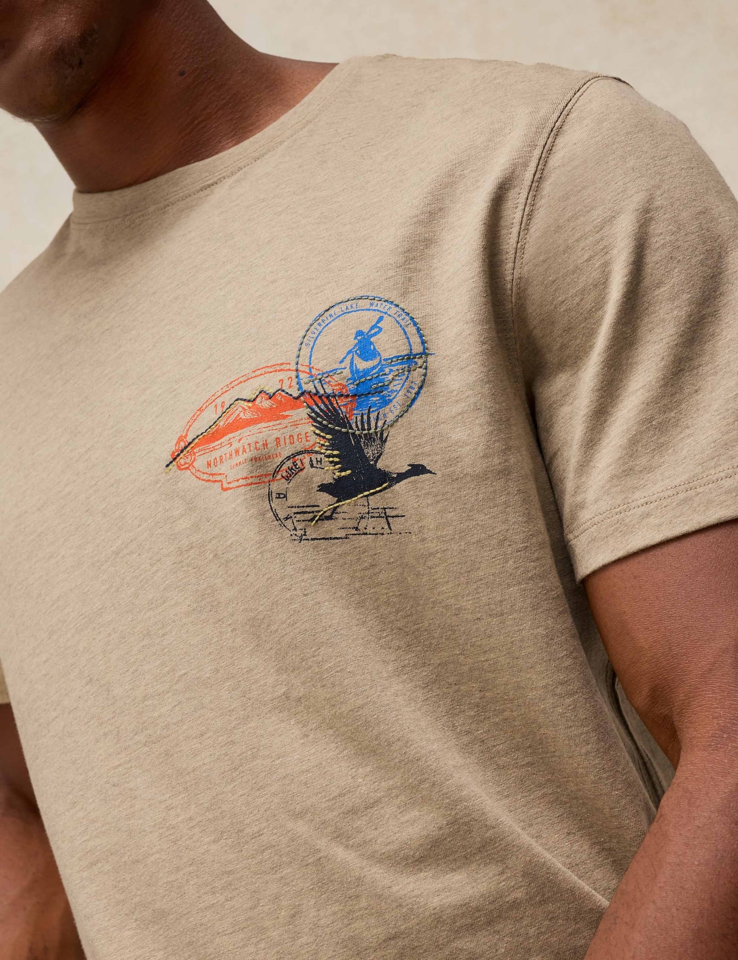 Cotton Rich Embroidered Crew Neck T-Shirt 4 of 6