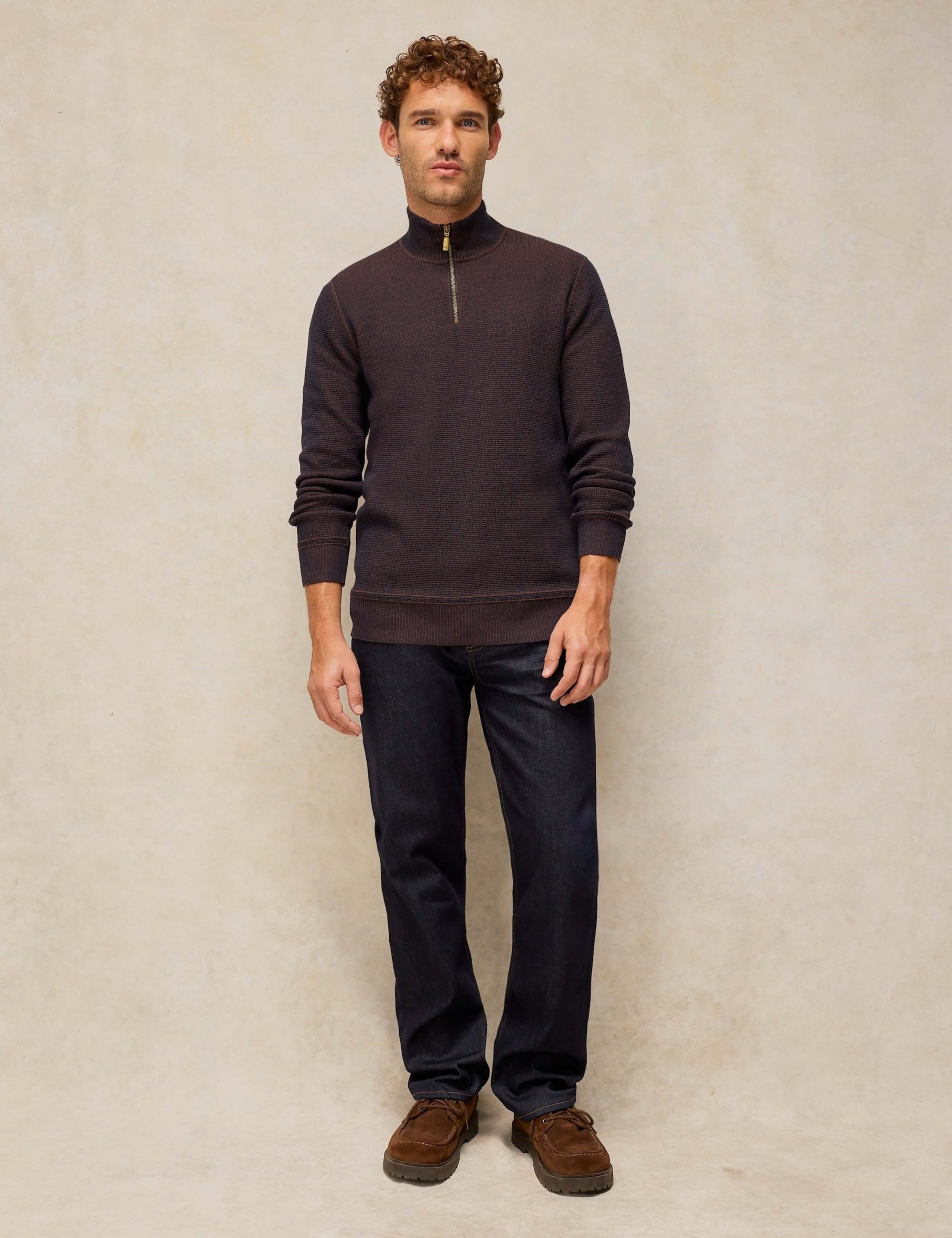 Pure Cotton Half Zip Funnel Neck Jumper 3 of 6