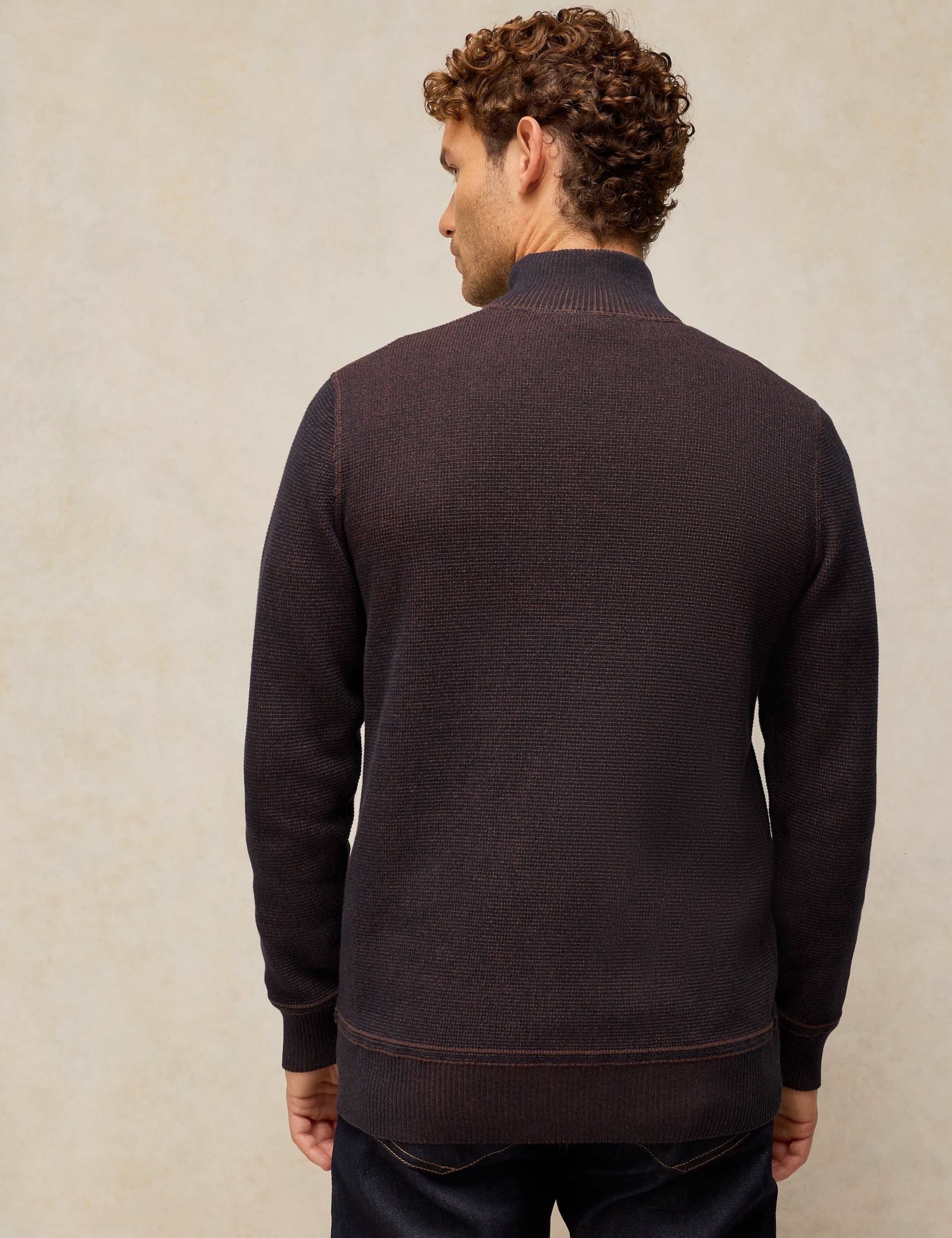 Pure Cotton Half Zip Funnel Neck Jumper 4 of 6