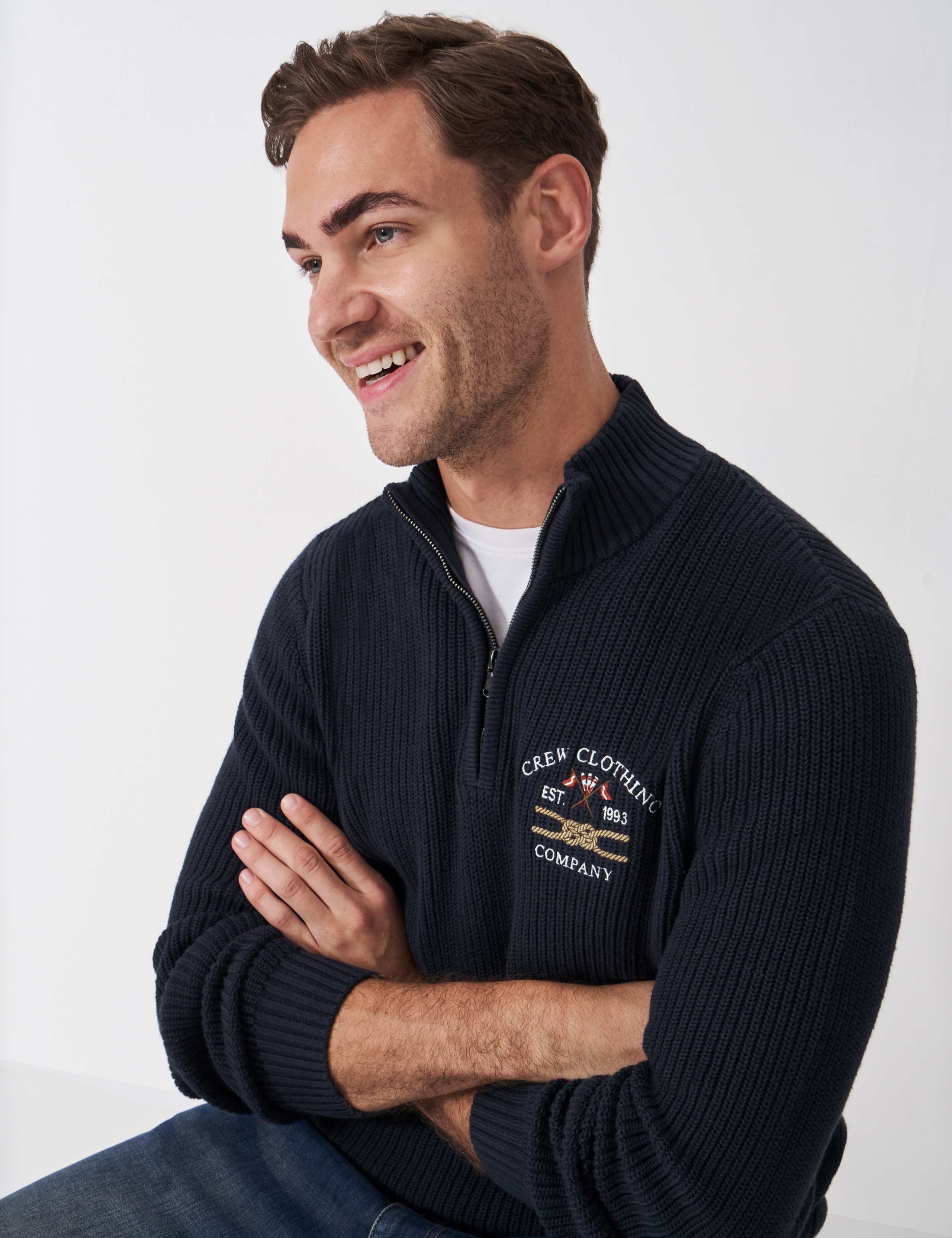 Pure Cotton Ribbed Half Zip Jumper 3 of 5