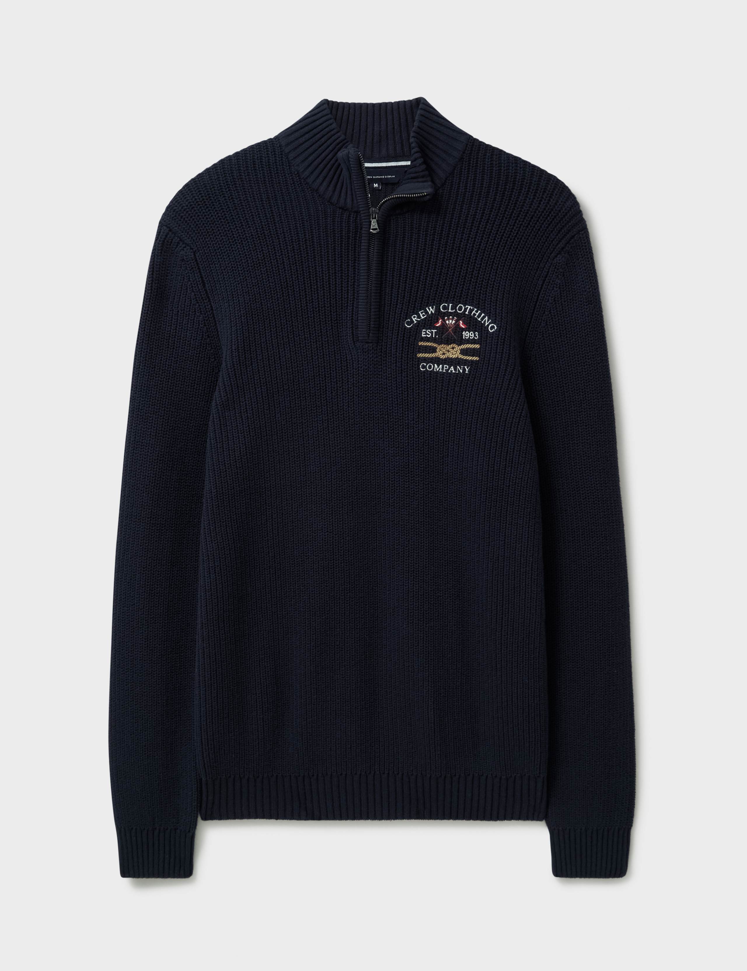 Pure Cotton Ribbed Half Zip Jumper 2 of 5