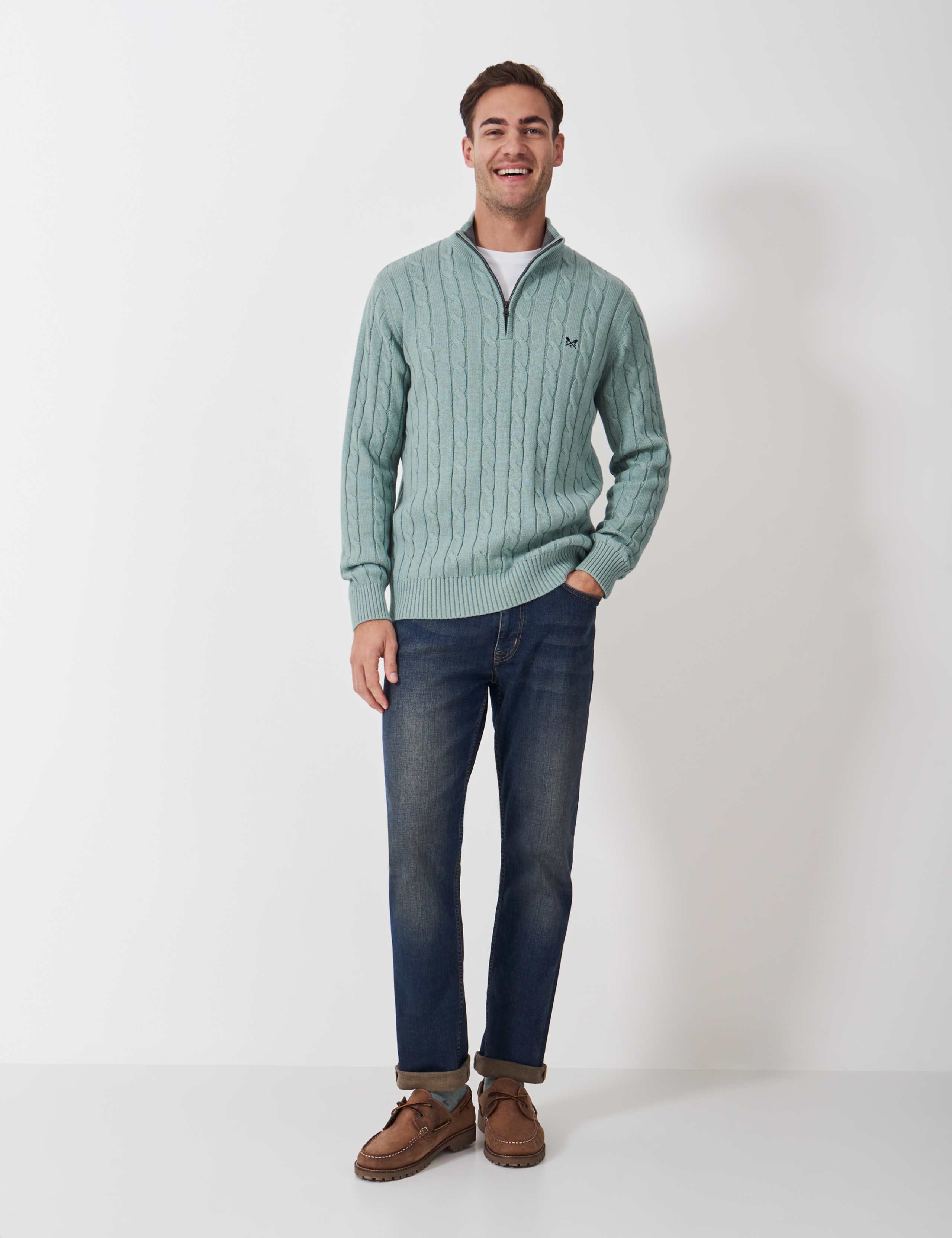 Pure Cotton Cable Knit Half Zip Jumper 3 of 5