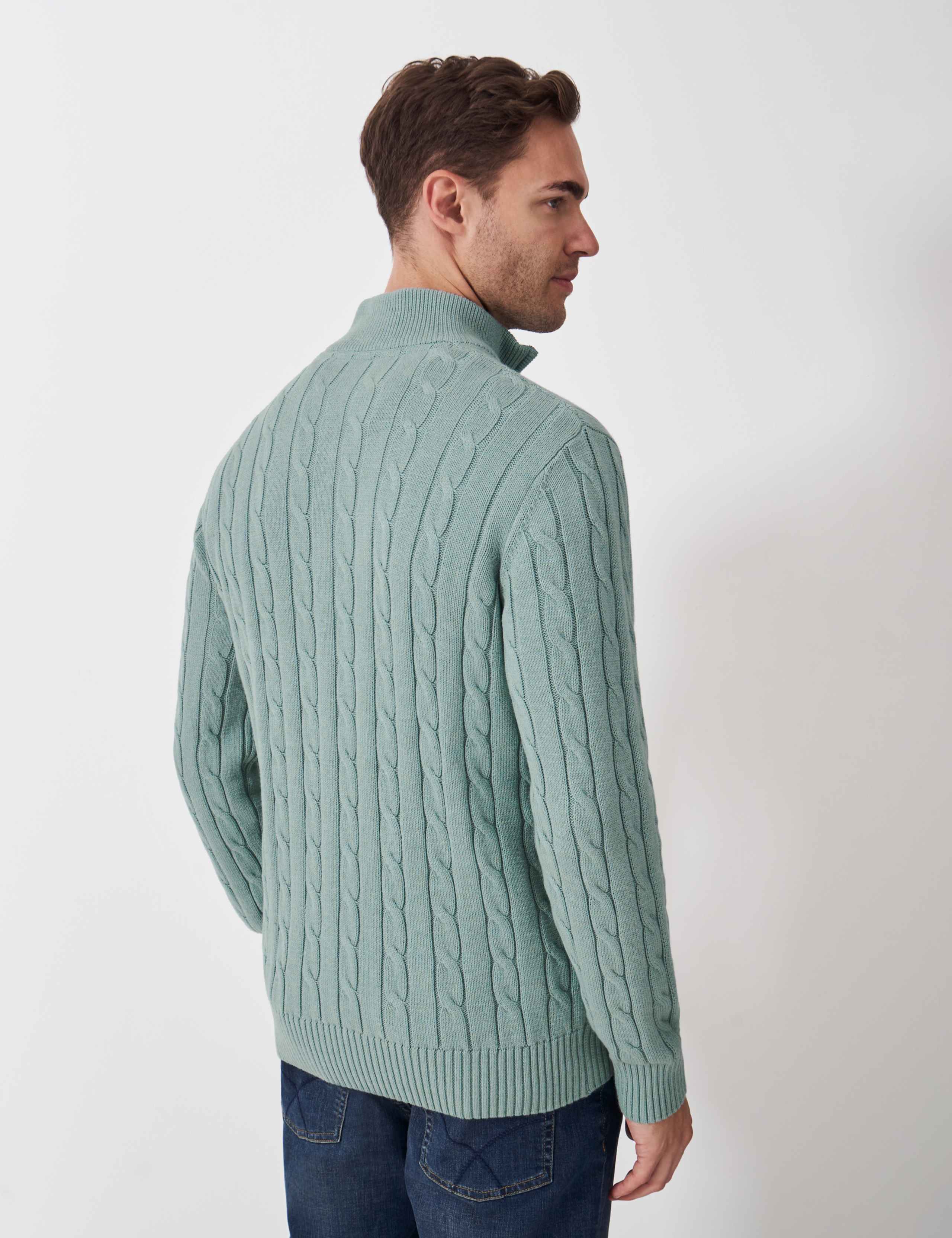 Pure Cotton Cable Knit Half Zip Jumper 4 of 5