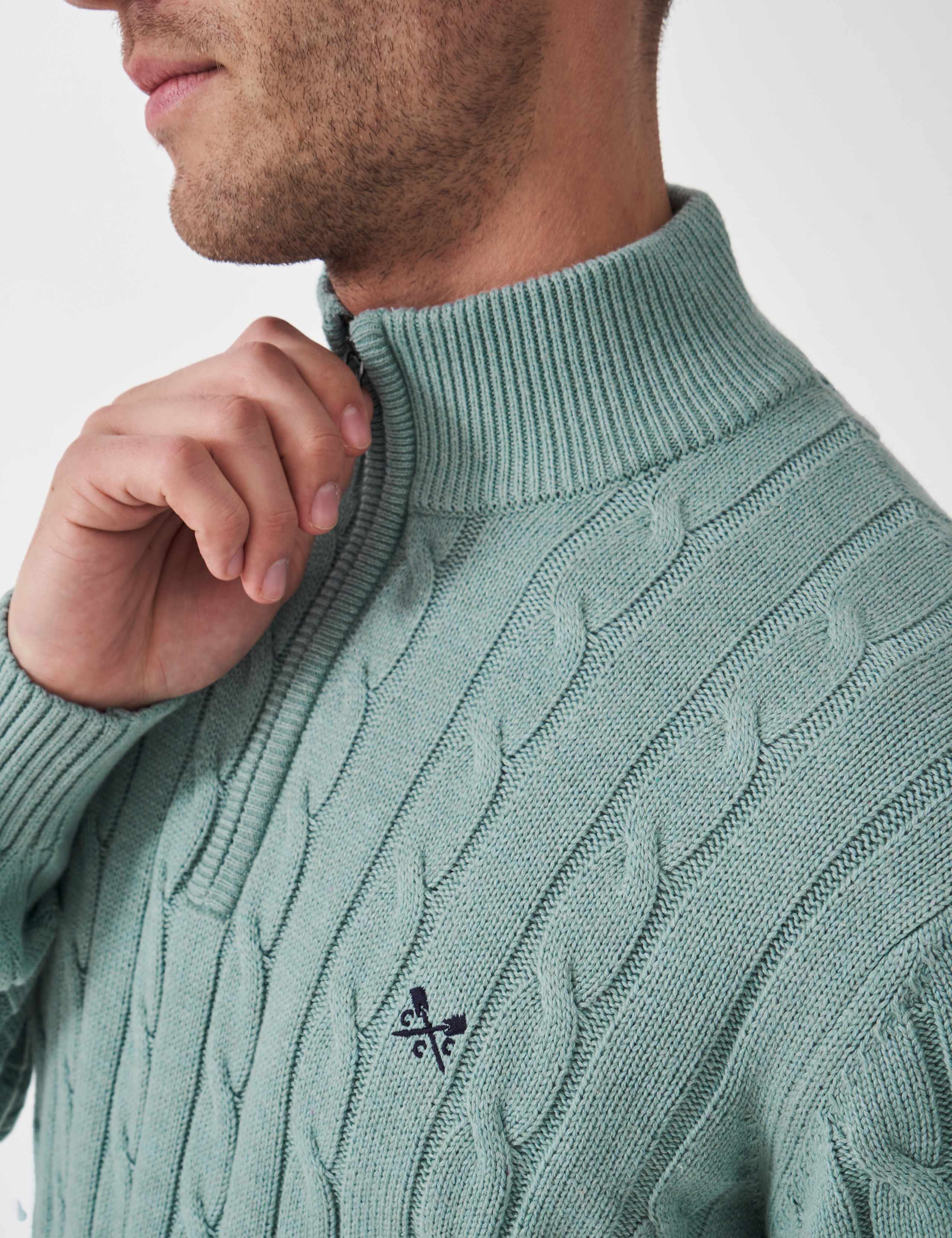 Pure Cotton Cable Knit Half Zip Jumper 5 of 5