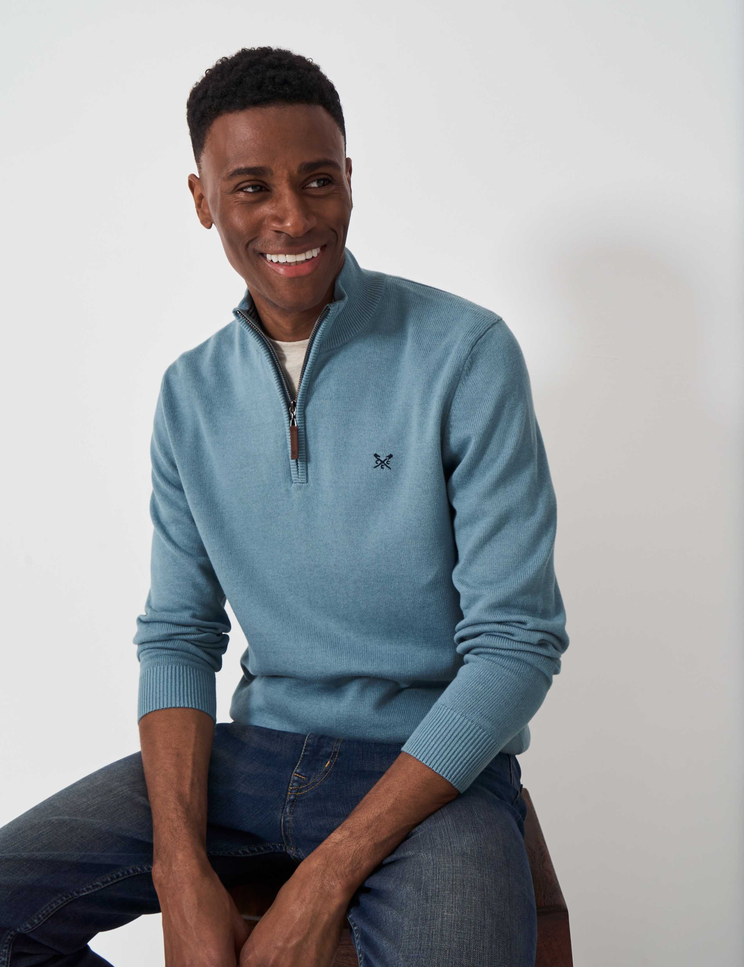 Pure Cotton Half Zip Jumper 1 of 5