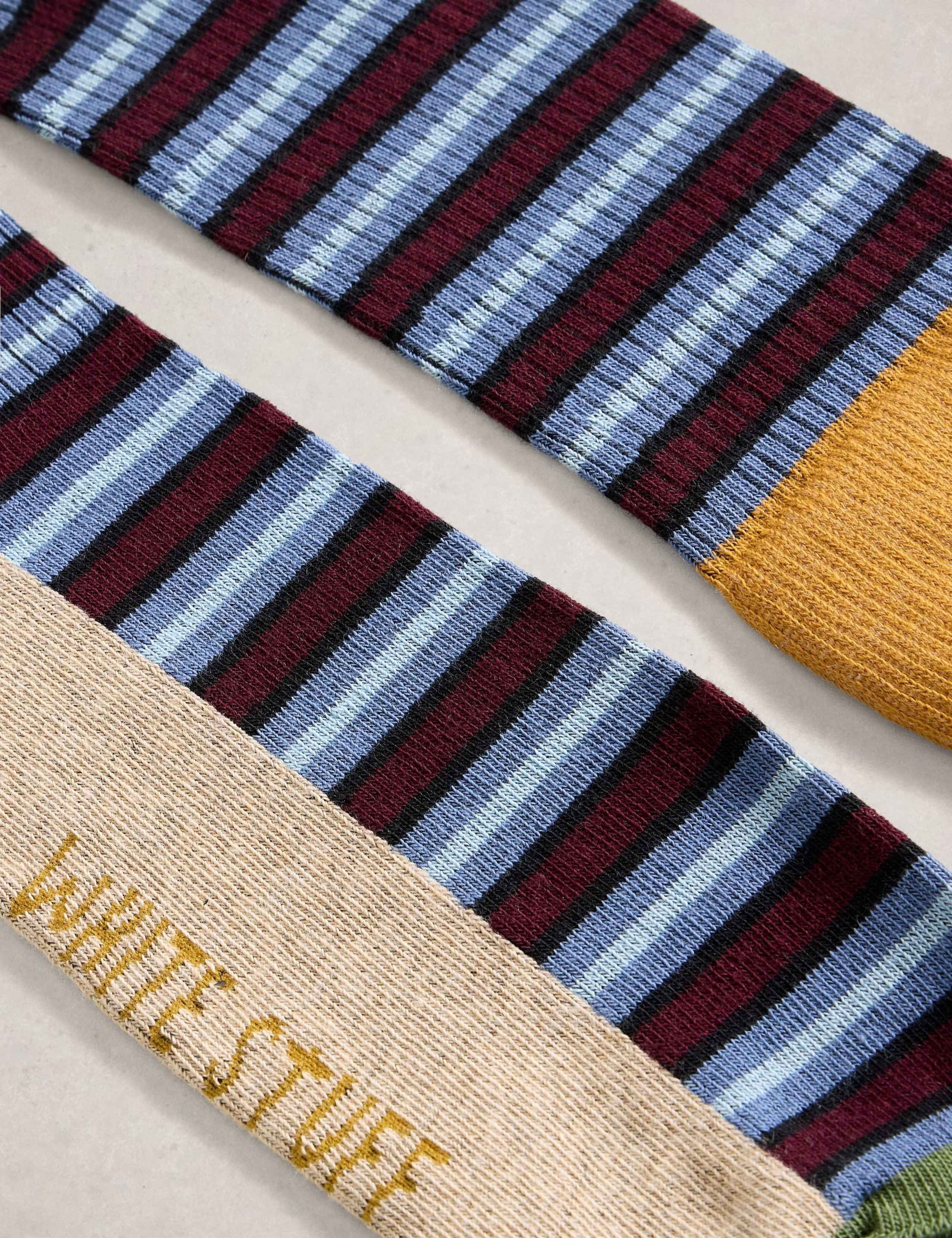 Ribbed Striped Cotton Rich Socks 2 of 2