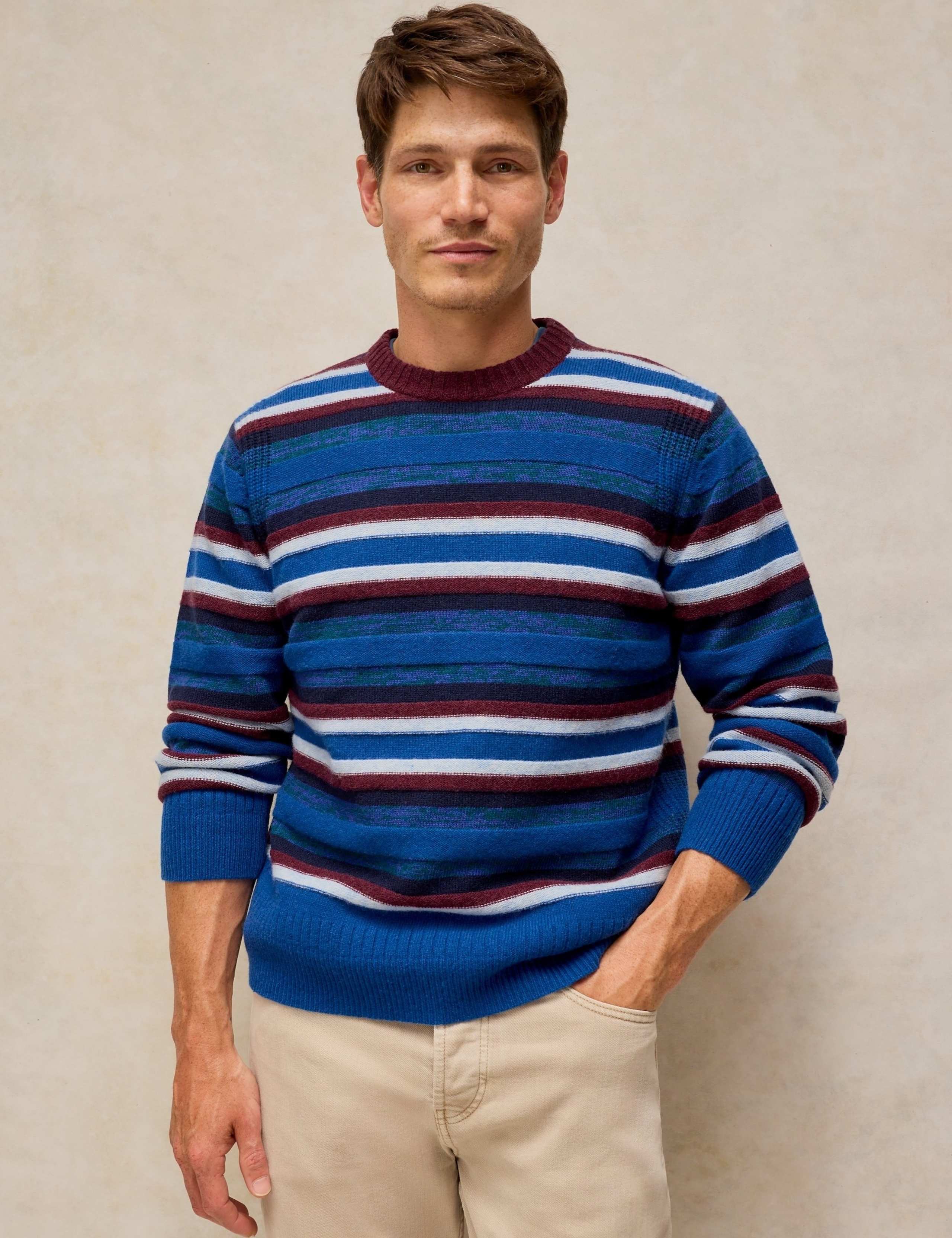 Lambswool Rich Striped Crew Neck Jumper 1 of 6