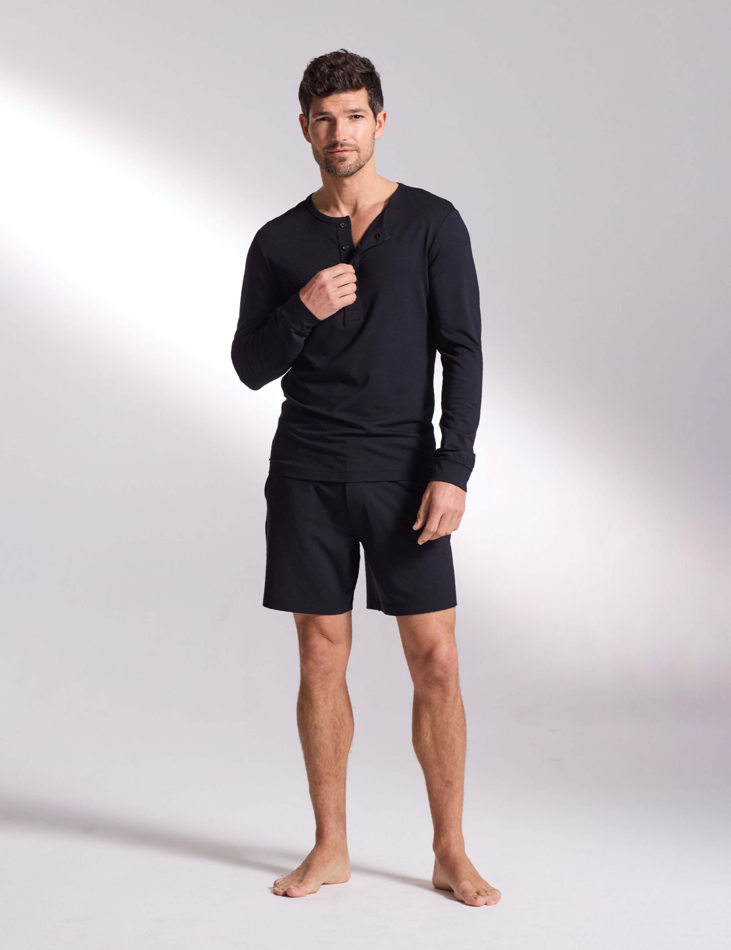 Premium Cotton Modal Long Sleeve Henley Pyjama Top 3 of 5